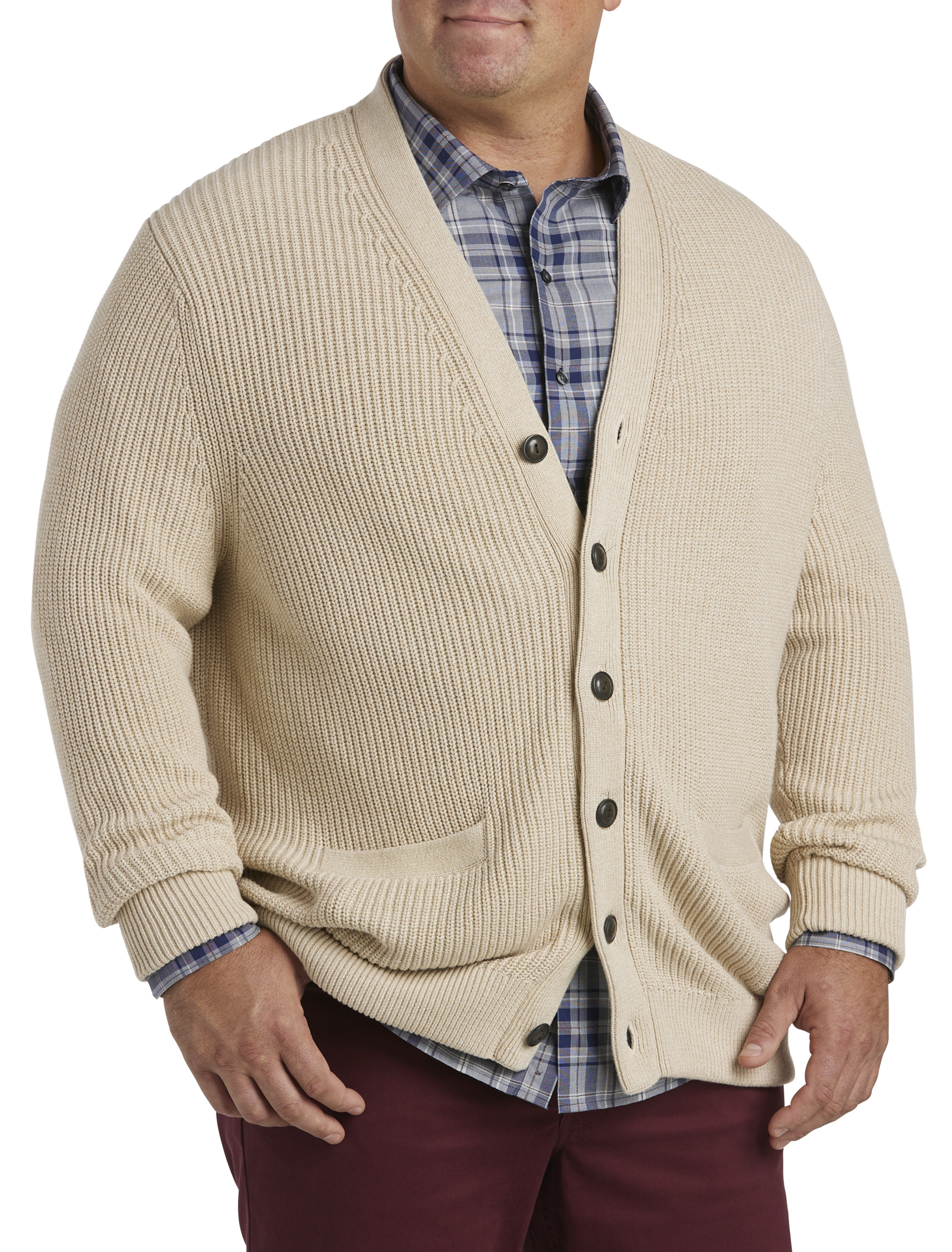 Big + Tall | Oak Hill Ribbed V-Neck Cardigan | DXL
