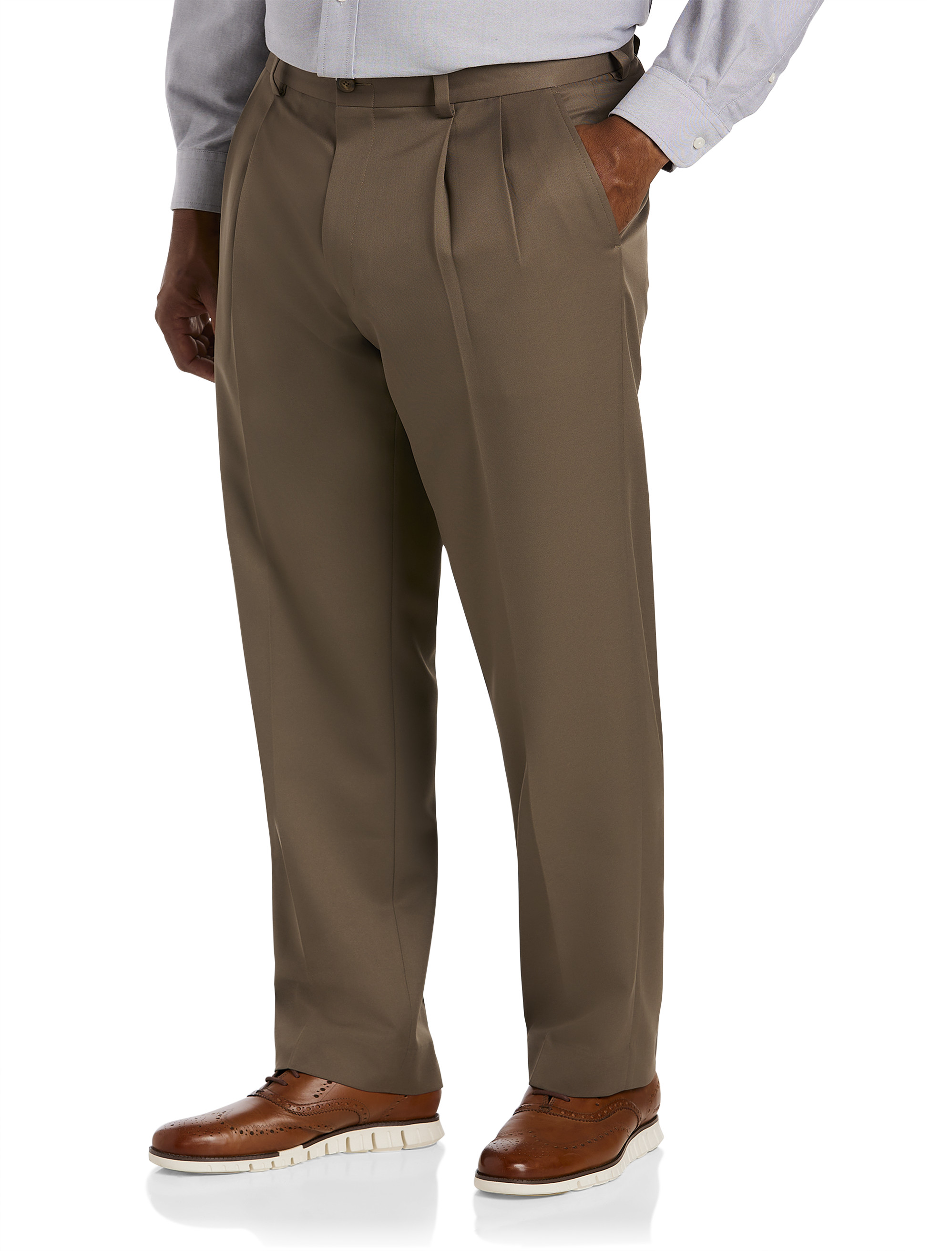 Menswear  Wide Single Pleat Pants, Dark Brown