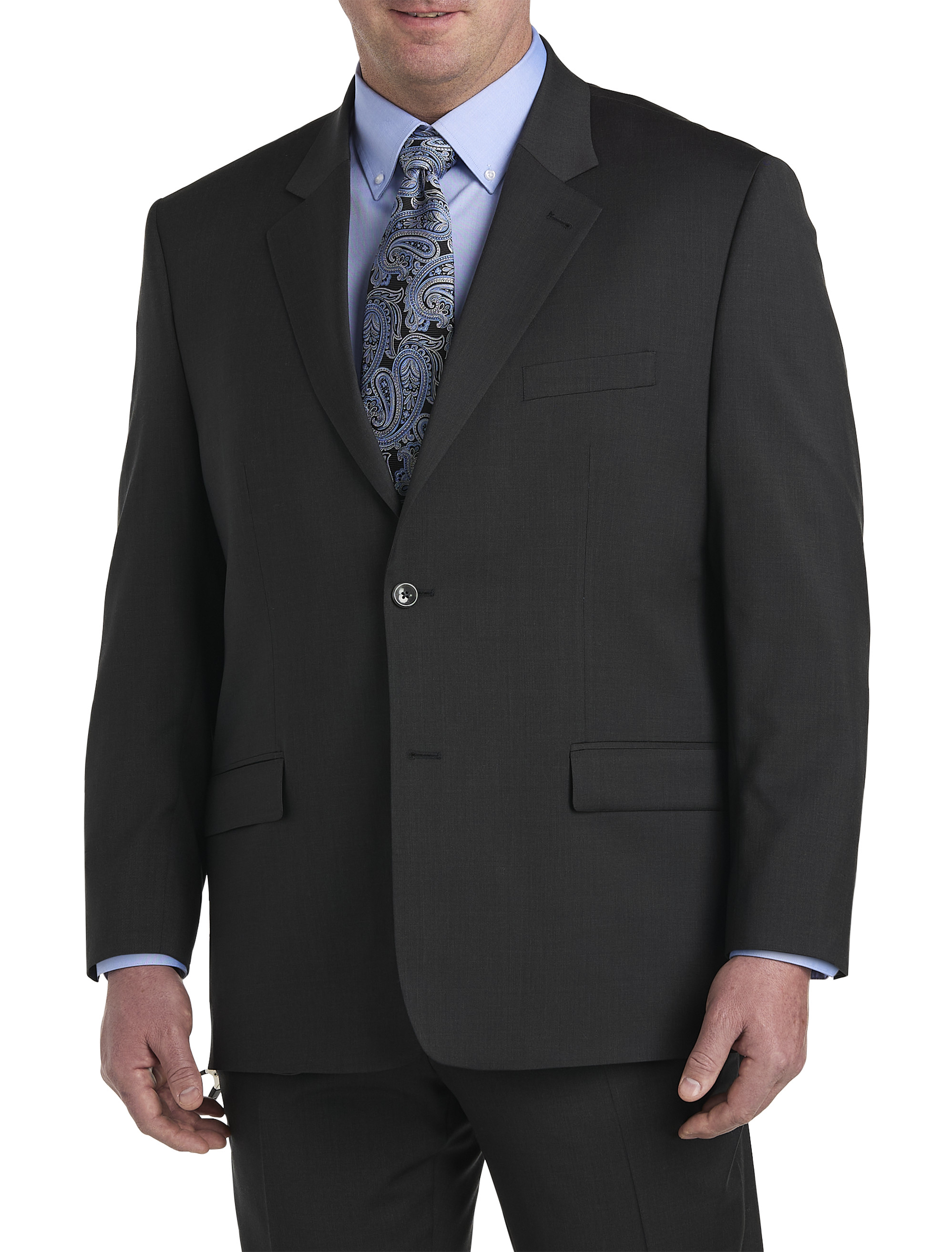 Oak Hill by DXL Men's Big and Tall Jacket Relaxer Windowpane Suit Jacket  Grey 60 L
