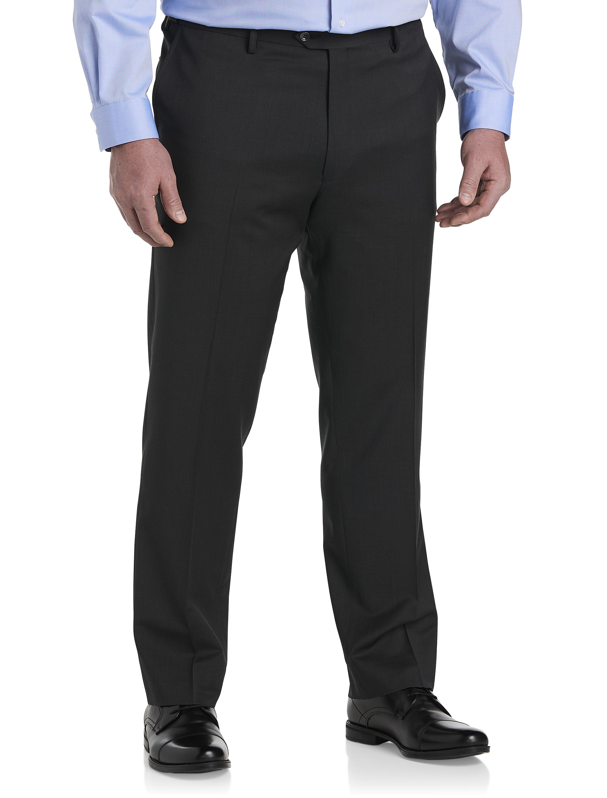 Big & Tall Men's Oak Hill Premium Waist-Relaxer Suit Pants - Charcoal - Size 58 x 30, Men's