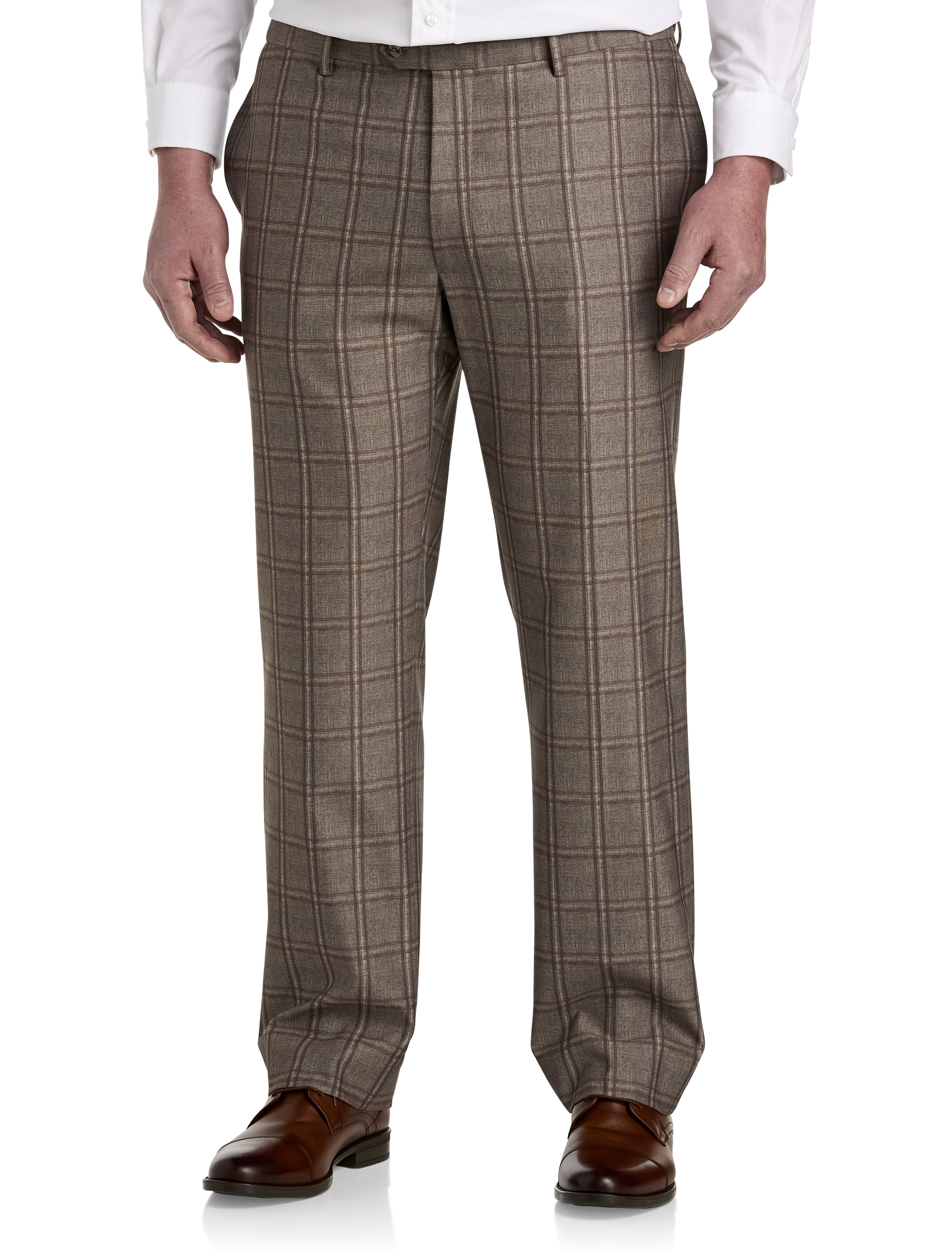 Big + Tall, Oak Hill Waist-Relaxer Plaid Dress Pants