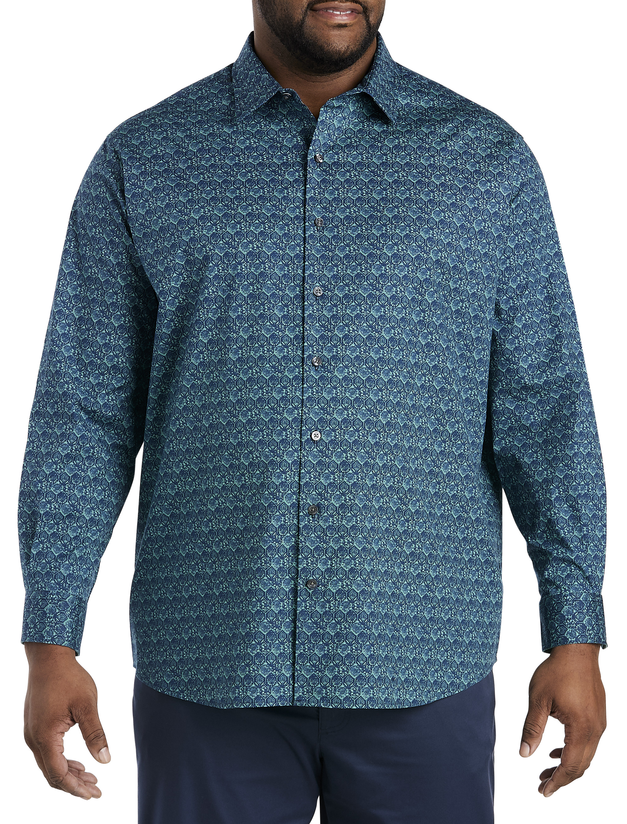 Stretch Tile Patterned Sport Shirt