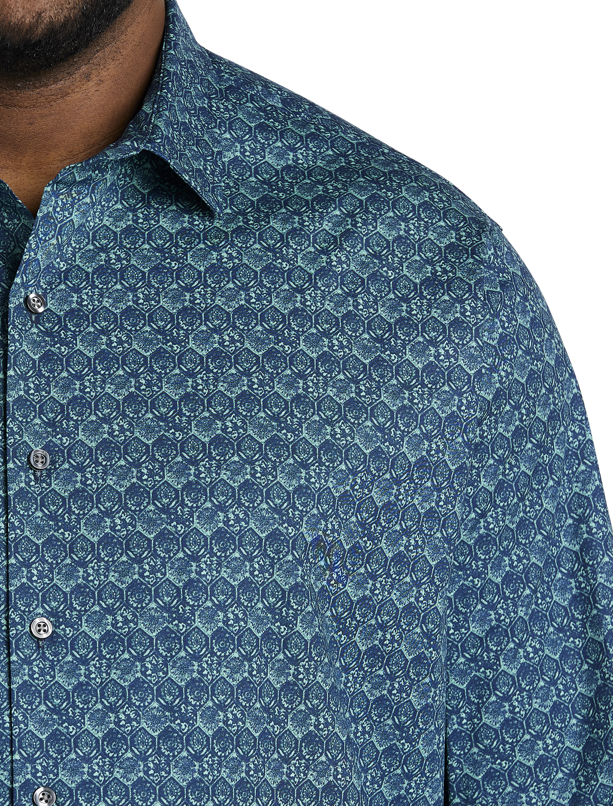 Stretch Tile Patterned Sport Shirt