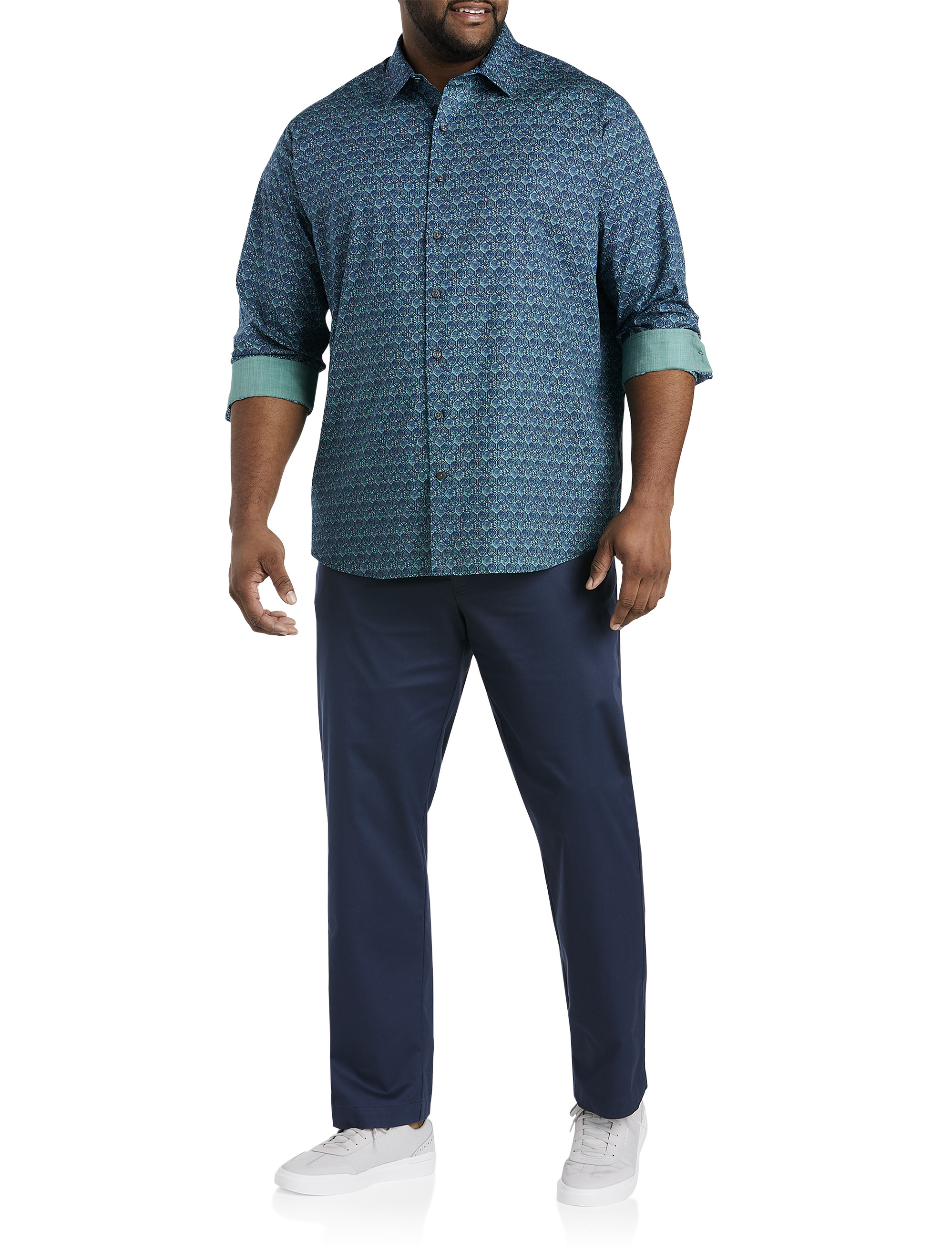 Stretch Tile Patterned Sport Shirt