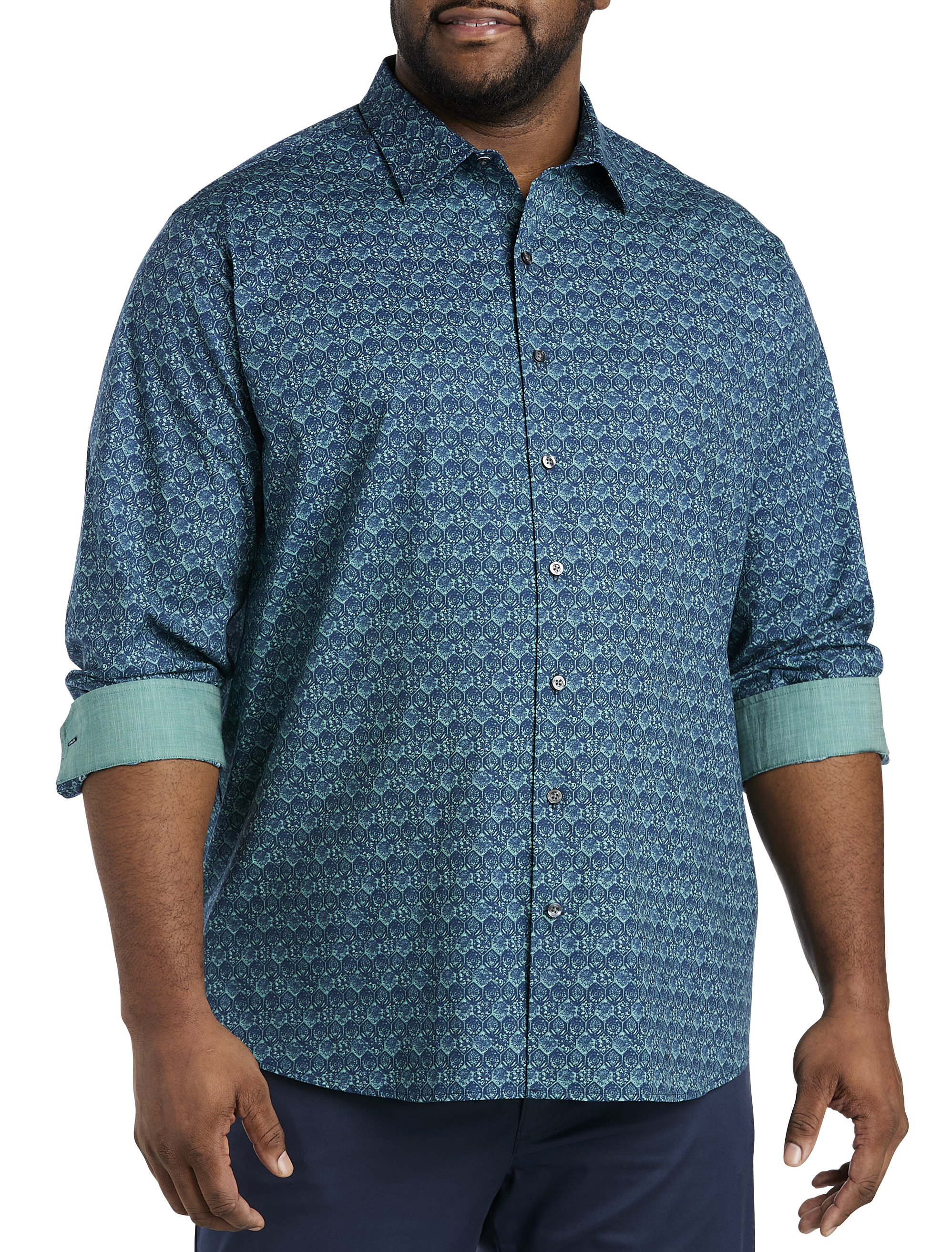 Stretch Tile Patterned Sport Shirt