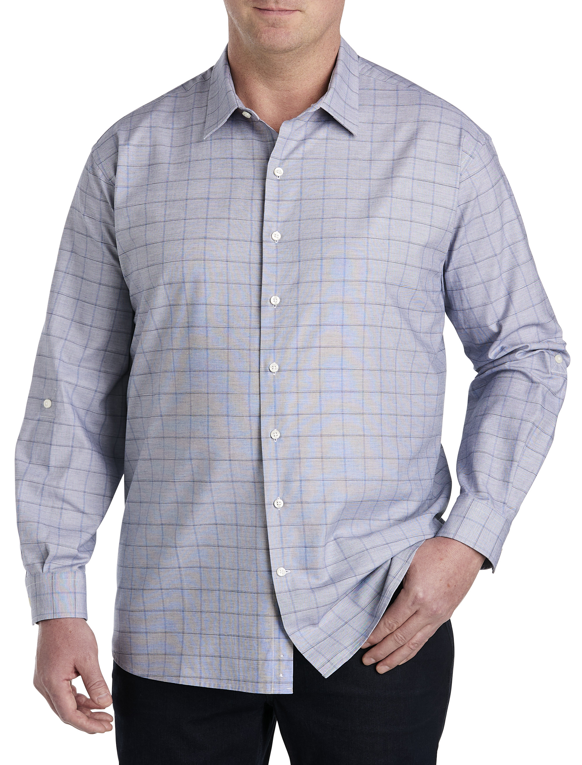 DXL Synrgy Big and Tall Large Plaid Sport Shirt, Black Grey, 1XL at   Men's Clothing store