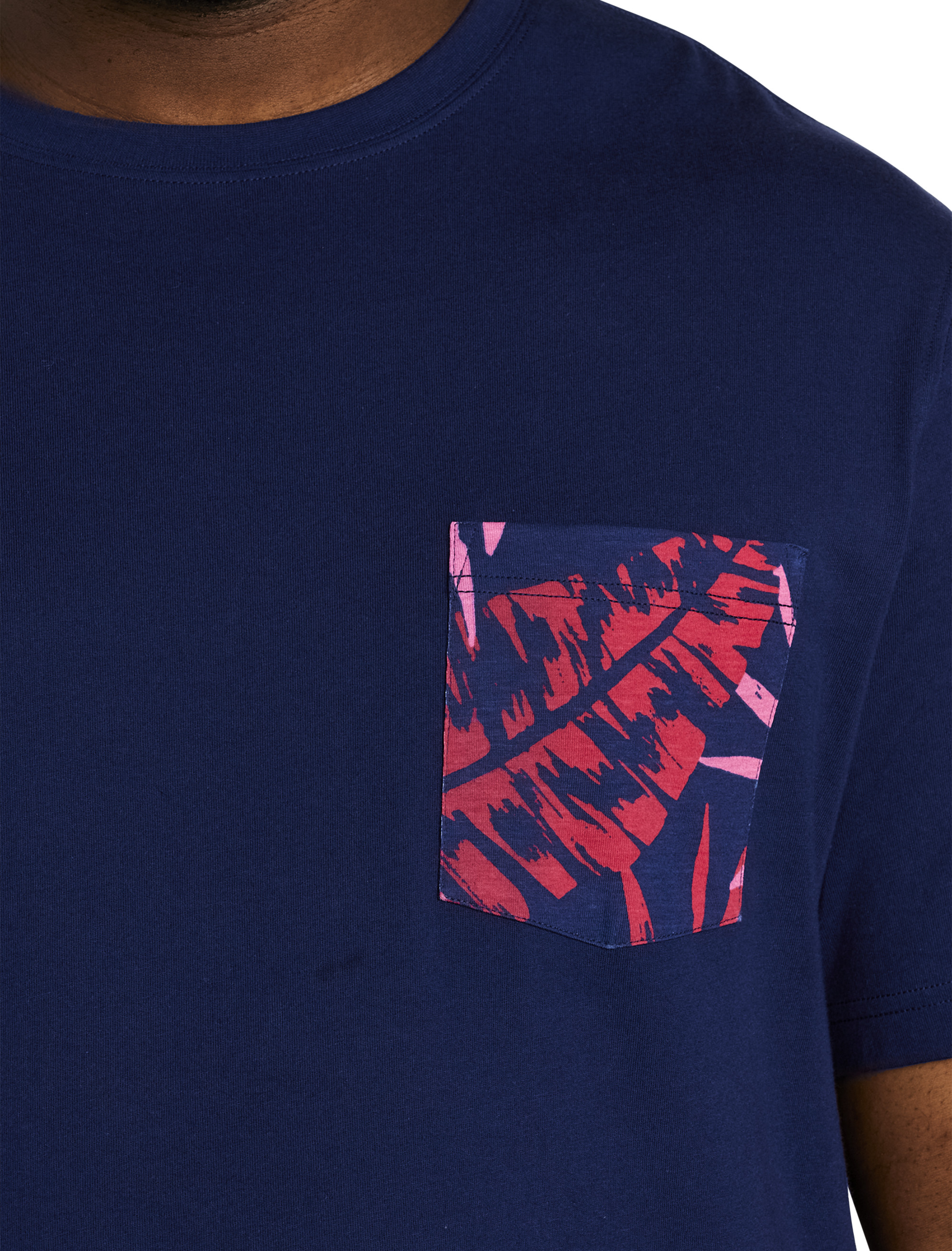 HB PRNT LEAF PKT T PNK NVY MUL