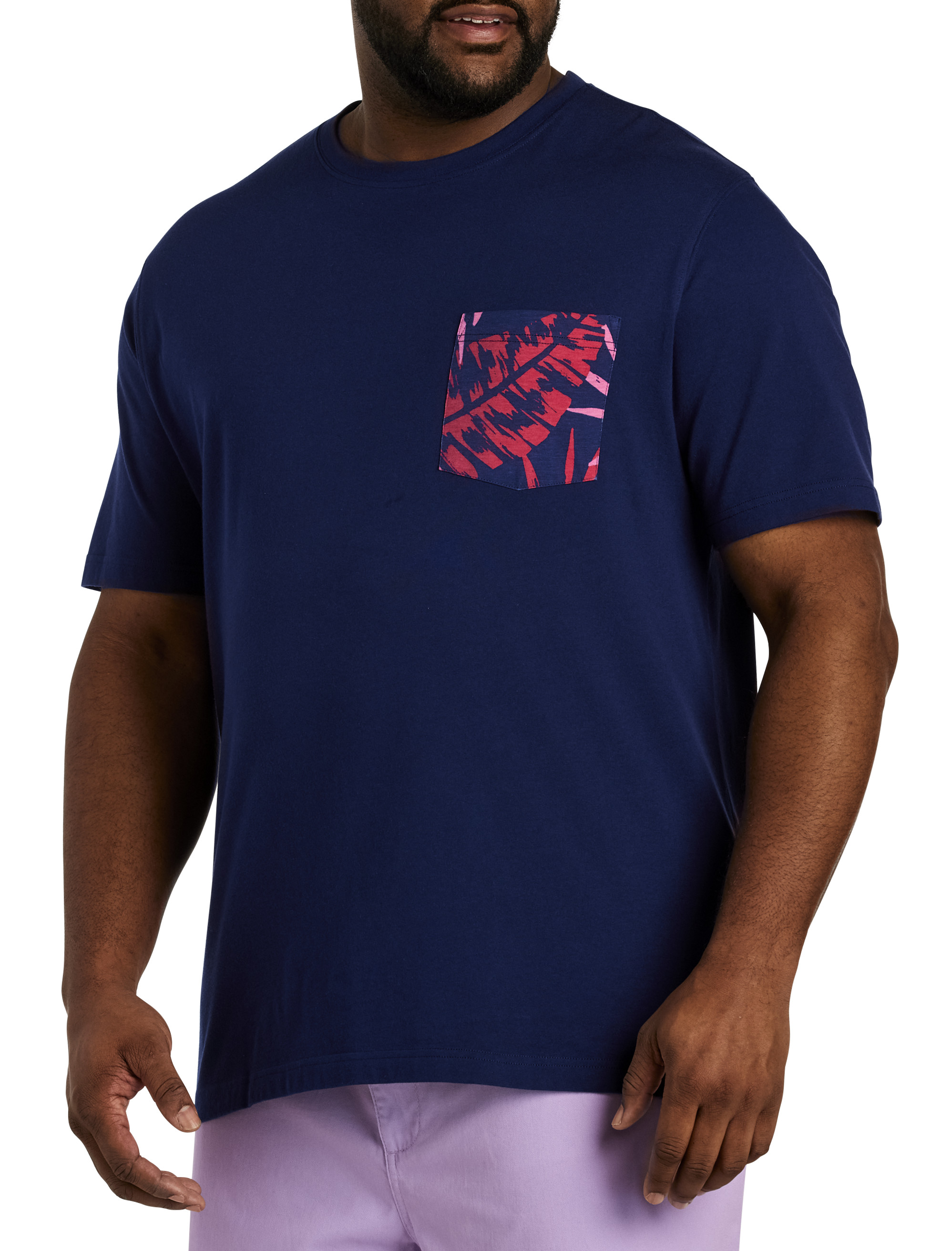 HB PRNT LEAF PKT T PNK NVY MUL