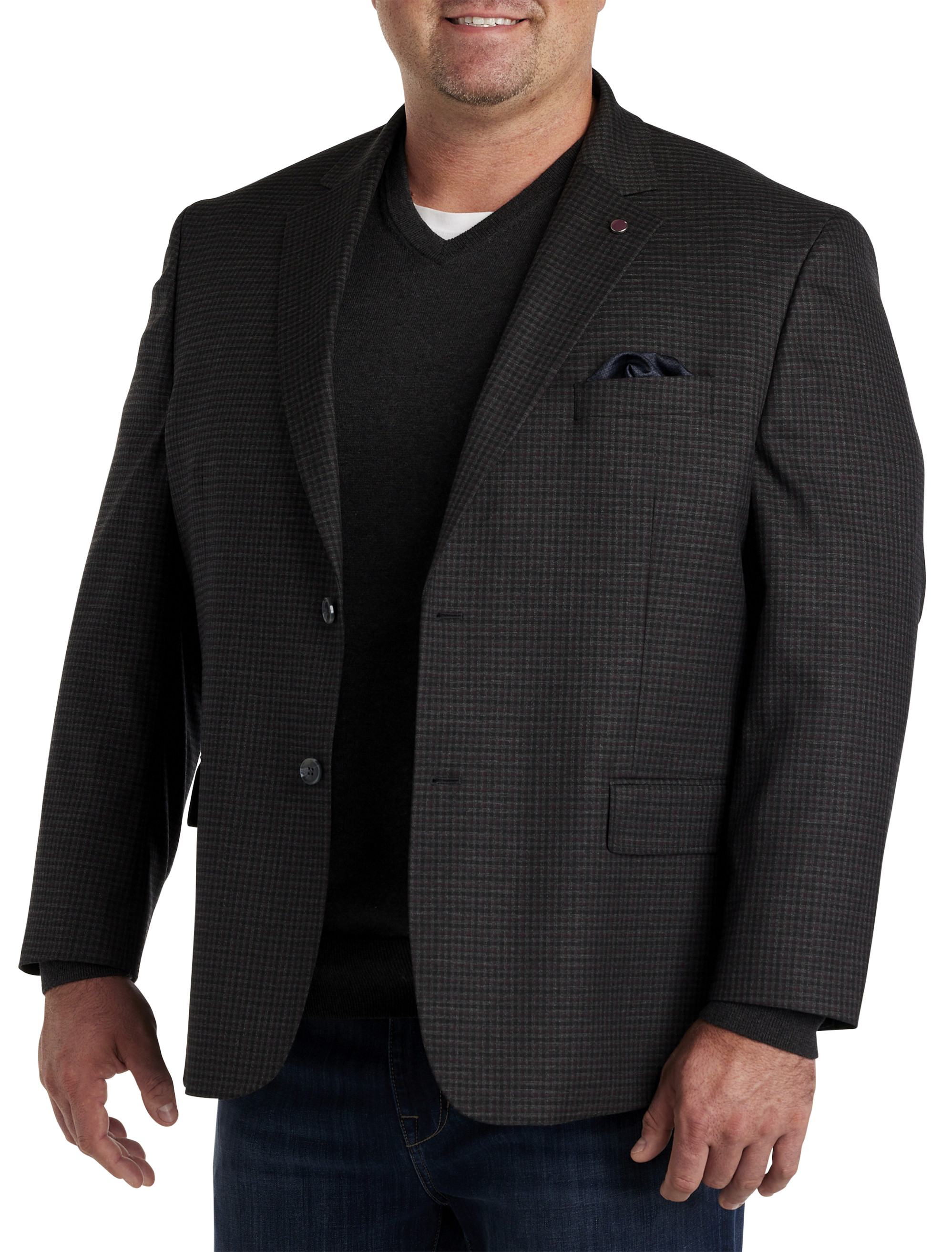 Oak Hill by DXL Men's Big and Tall Suit Jacket - Exclusive Relaxer Fit, Charcoal or Black - Size 44-66