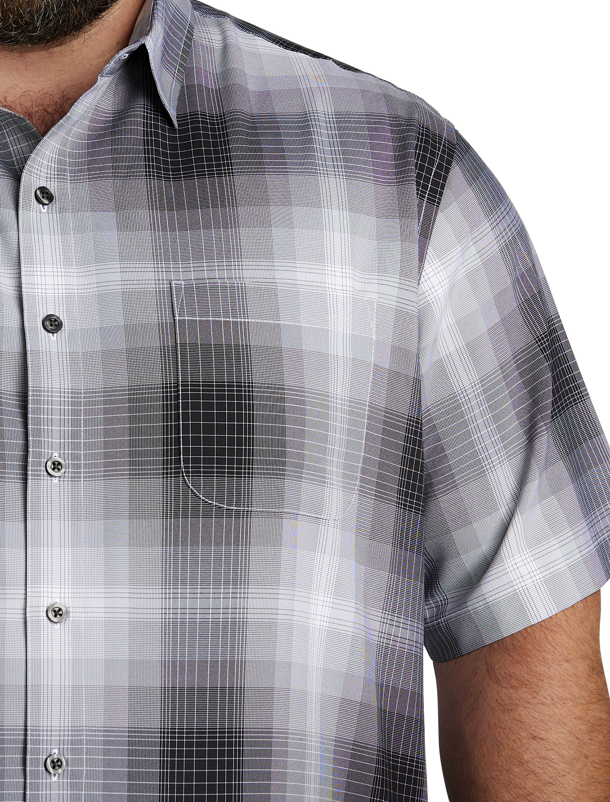 DXL Synrgy Big and Tall Large Plaid Sport Shirt, Black Grey, 1XL at   Men's Clothing store