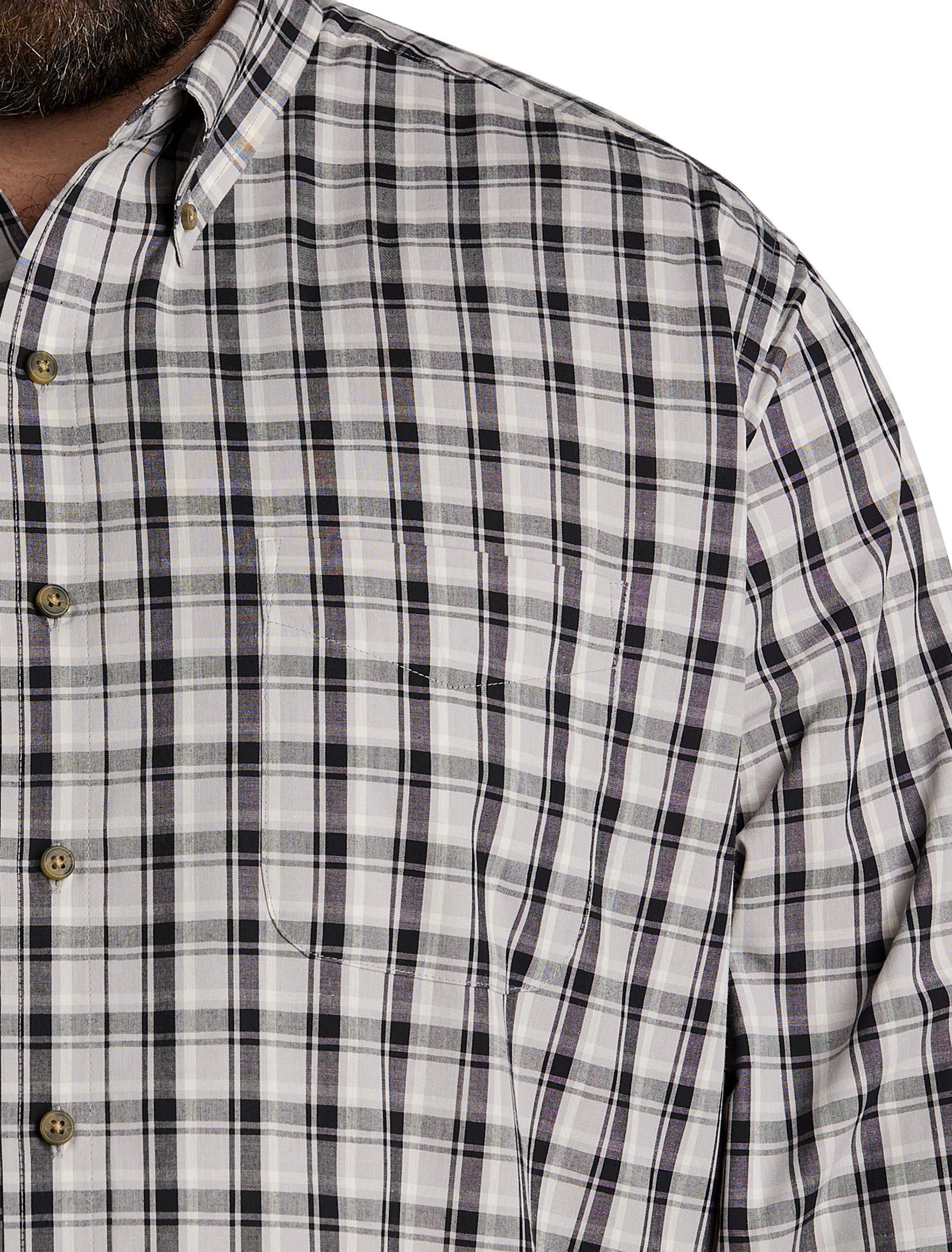 HB EC LS GREY BLK MED PLAID