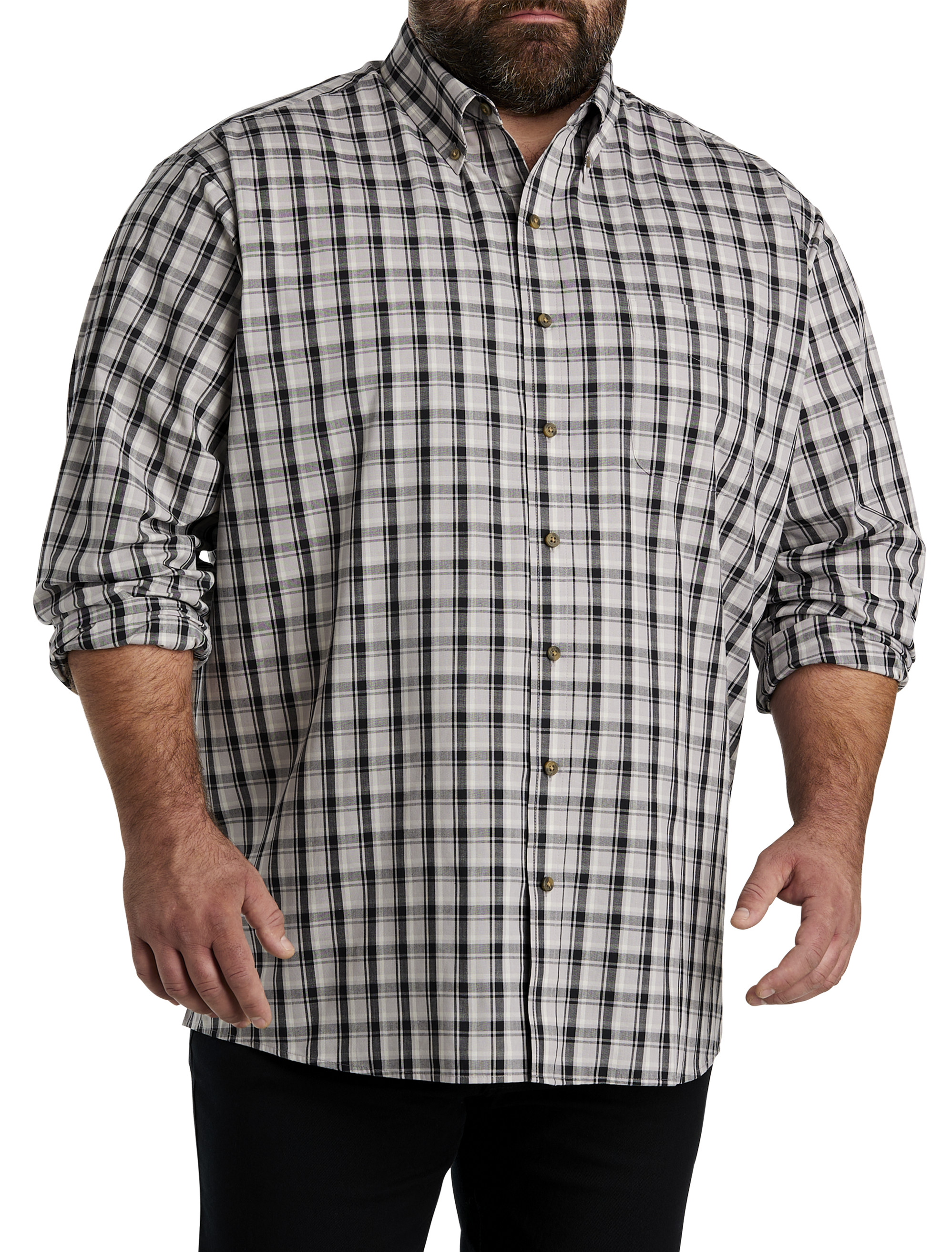 HB EC LS GREY BLK MED PLAID