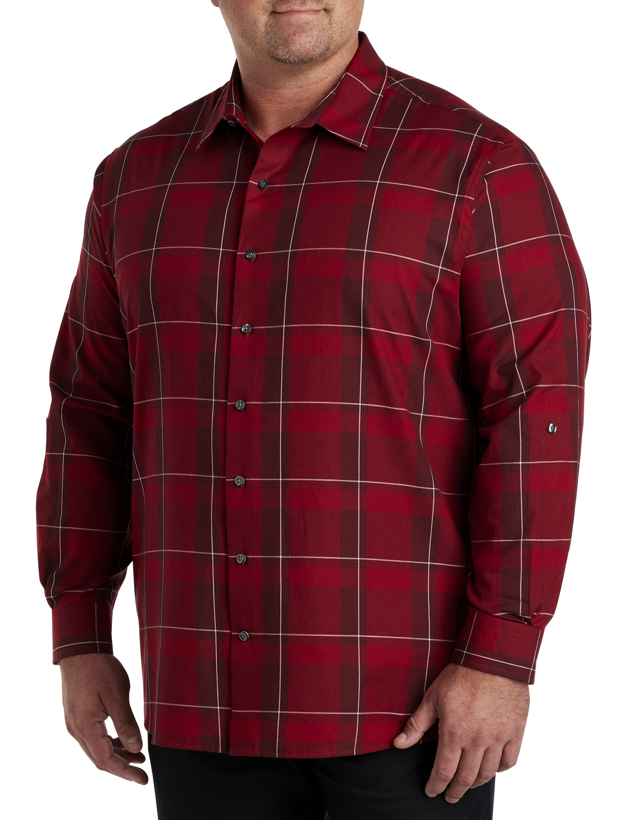 SYN LS WINE LRG PLAID WINE