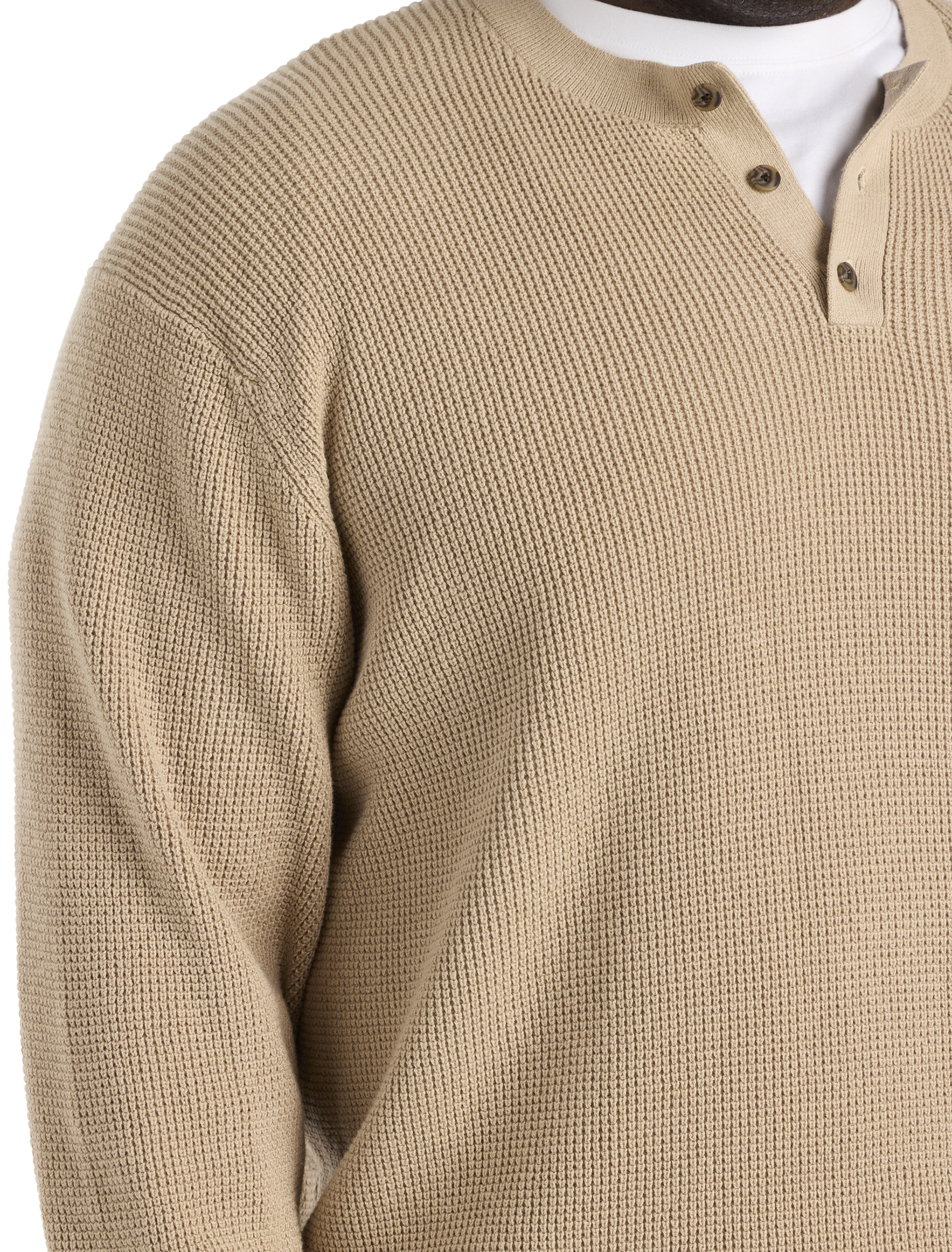 Henley Waffle-Knit Sweater