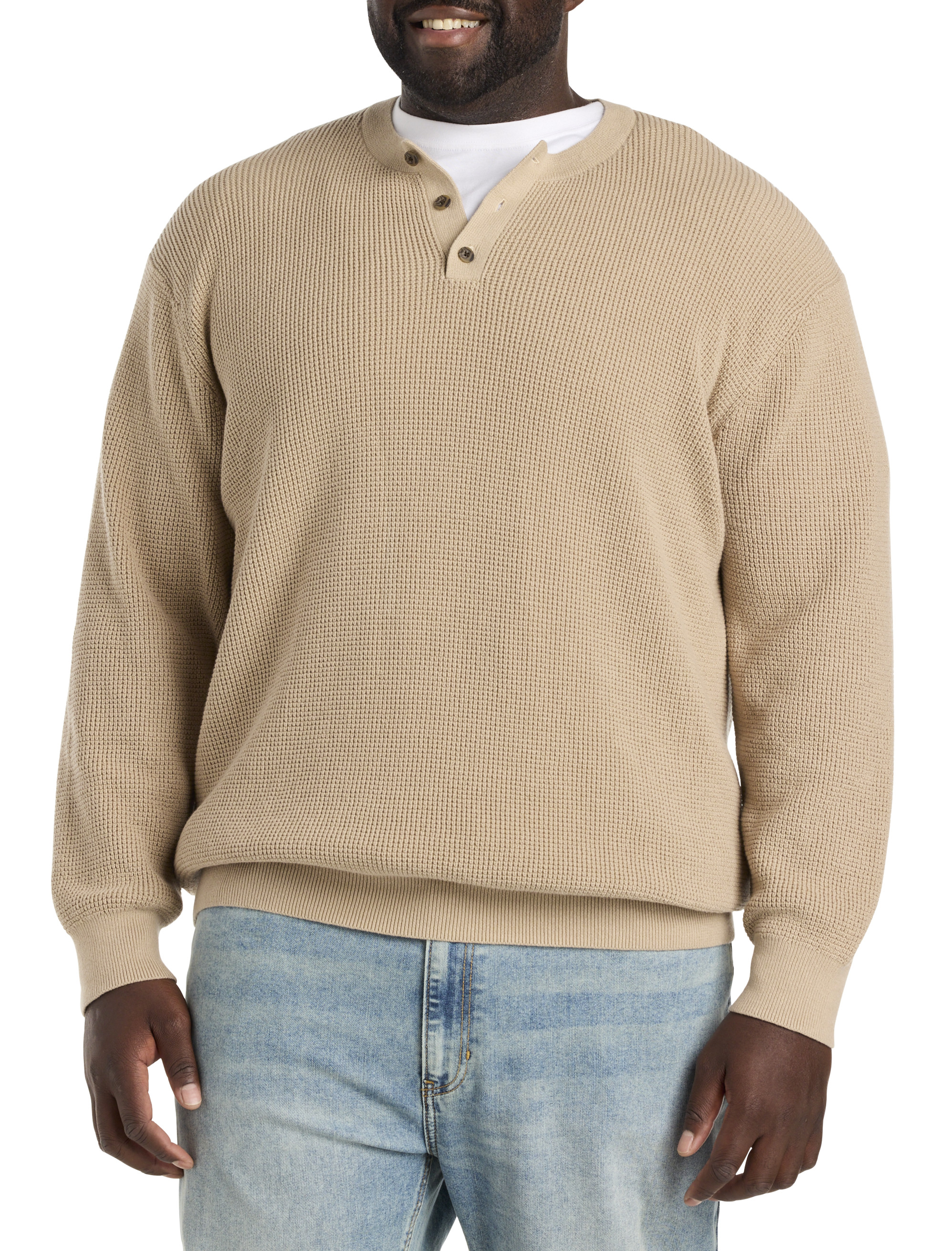 Big + Tall | Oak Hill Henley Waffle-Knit Sweater | DXL