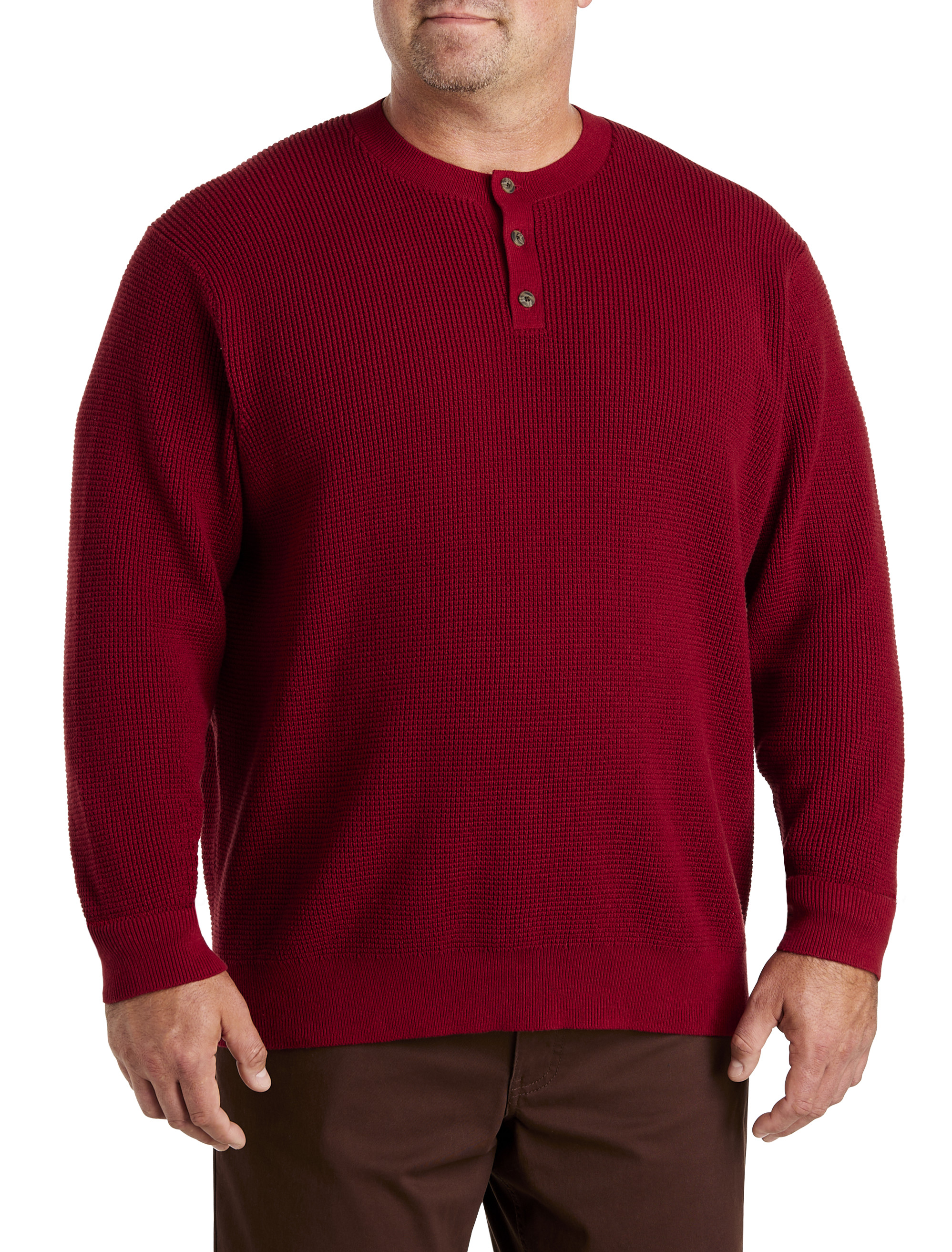 Henley Waffle-Knit Sweater