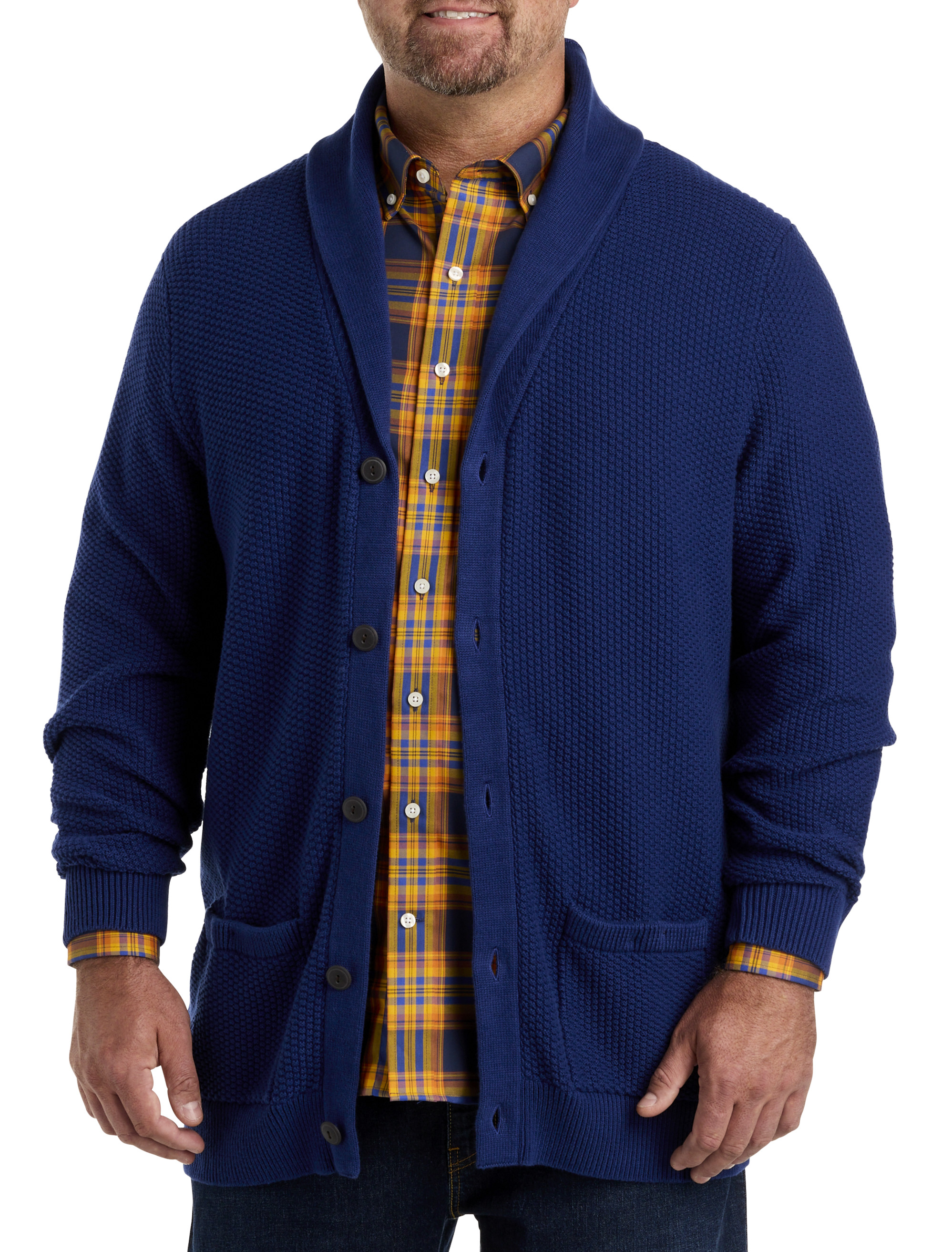 Big and tall 2025 shawl collar cardigan