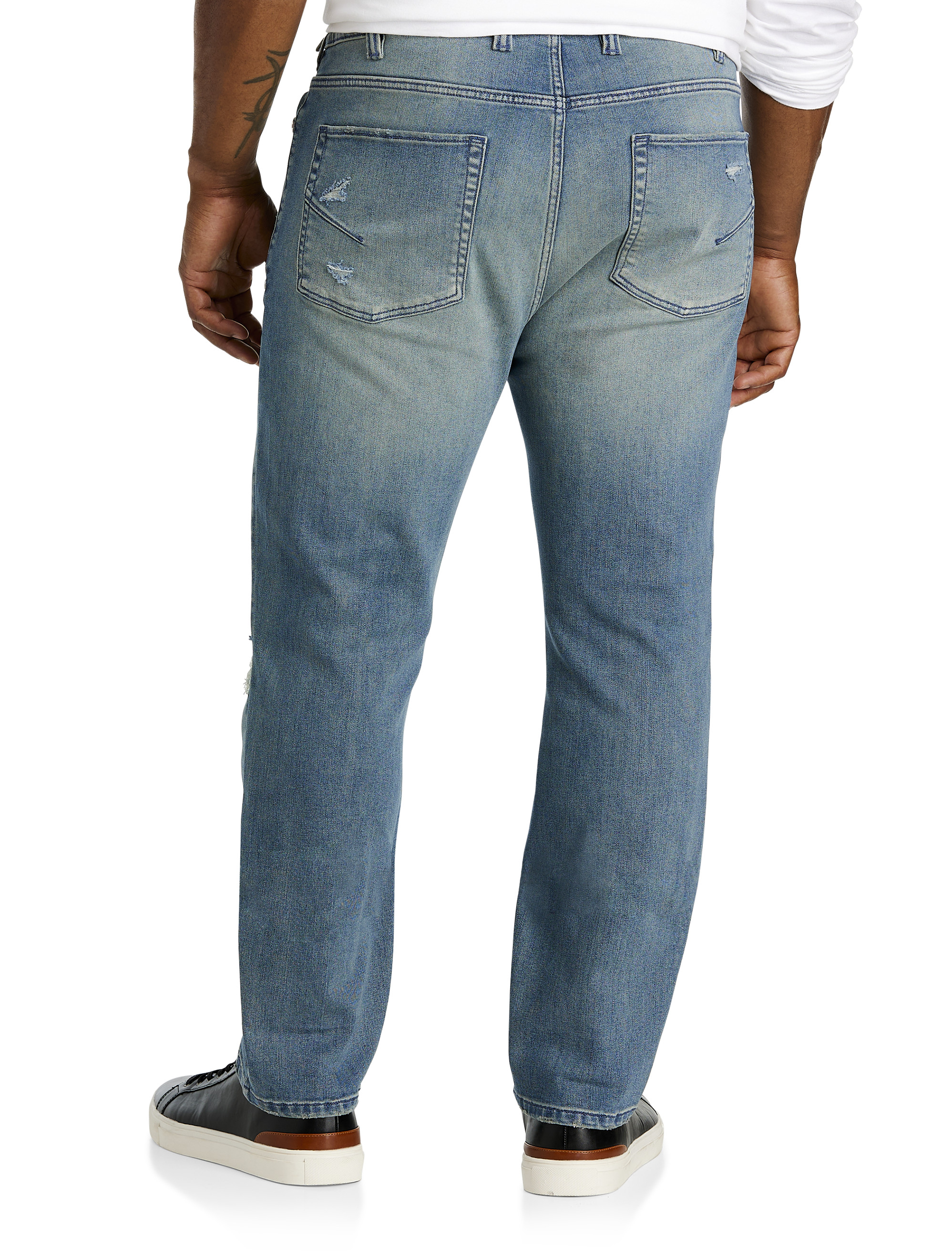 Worn-In Rip and Repair Tapered-Fit Jeans