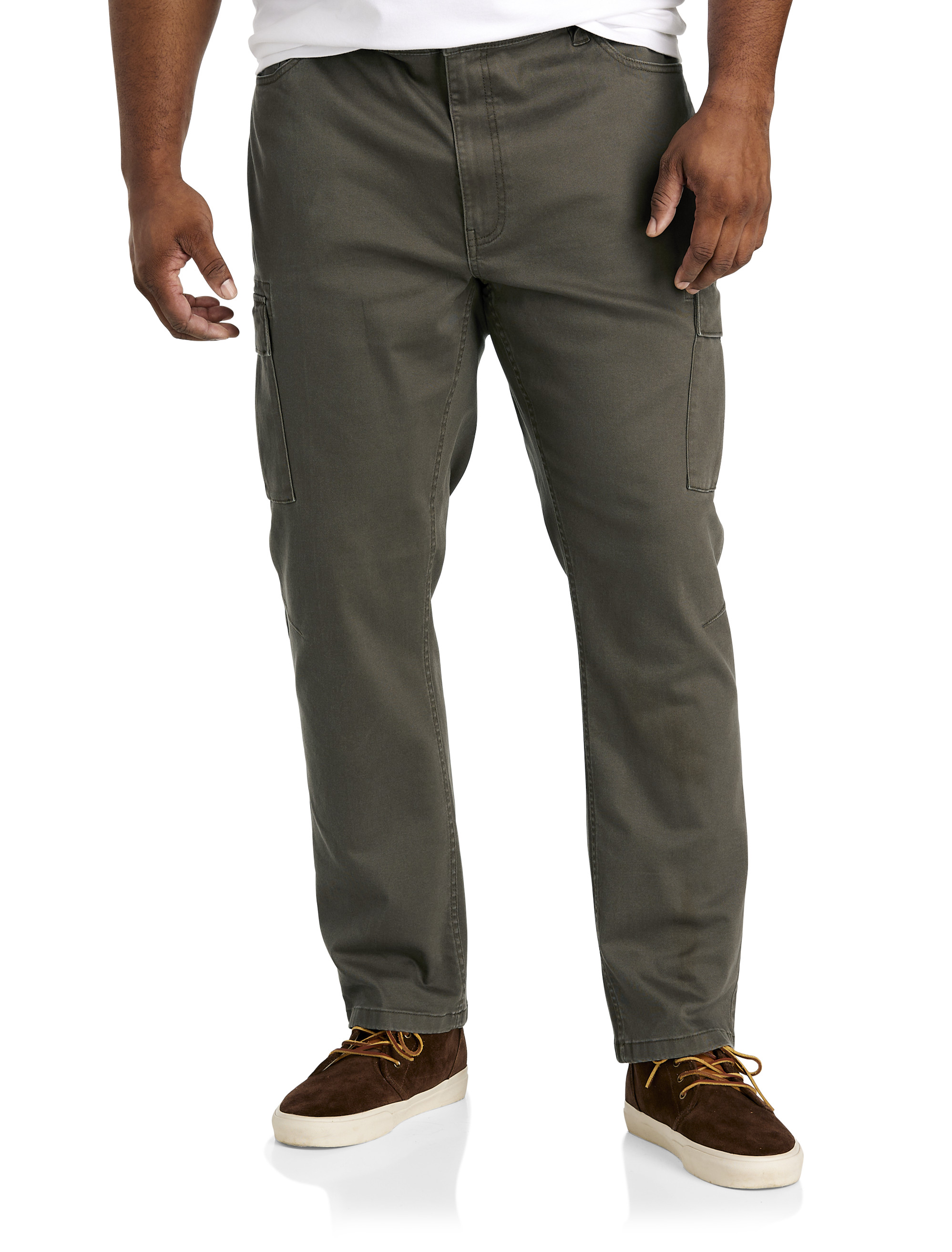 True Nation by DXL Men's Big and Tall Garment Dyed Stretch Twill Pants  Dusty Olive 42 x 28 at  Men's Clothing store