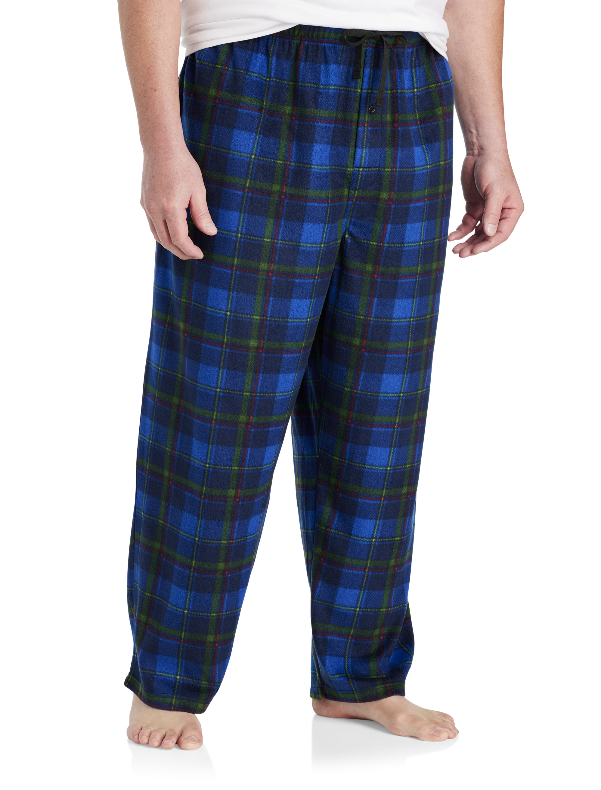 Men's Fleece Pajama Pants - 3X-5X, Green/Black Plaid