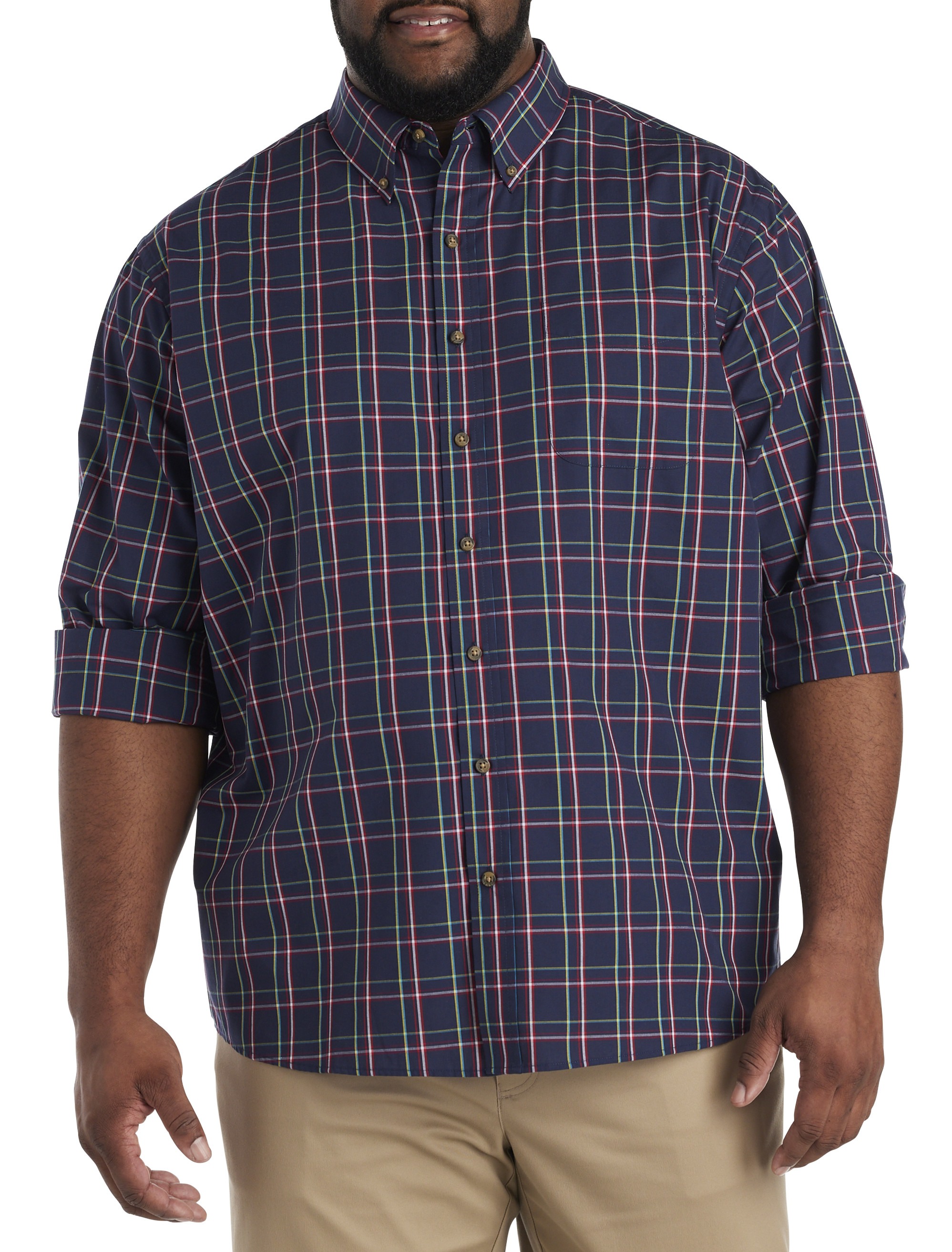 Harbor Bay Easy-Care Large Plaid Sport Shirt, Men's, Size: 4XL, Blue