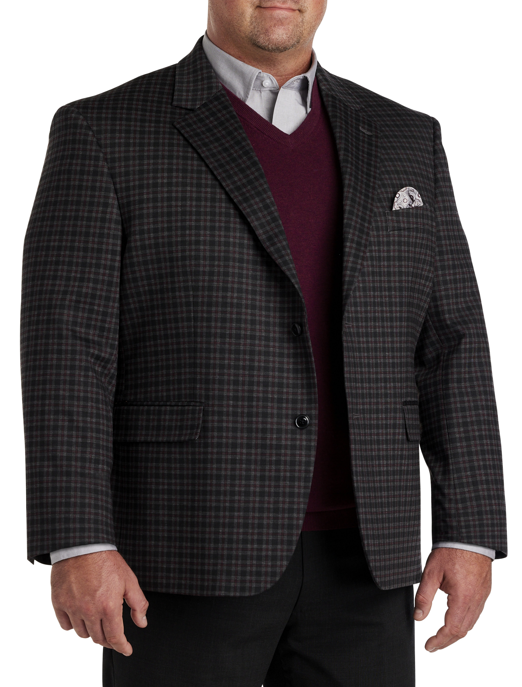 Big Tall Oak Hill Windowpane Sport Coat DXL