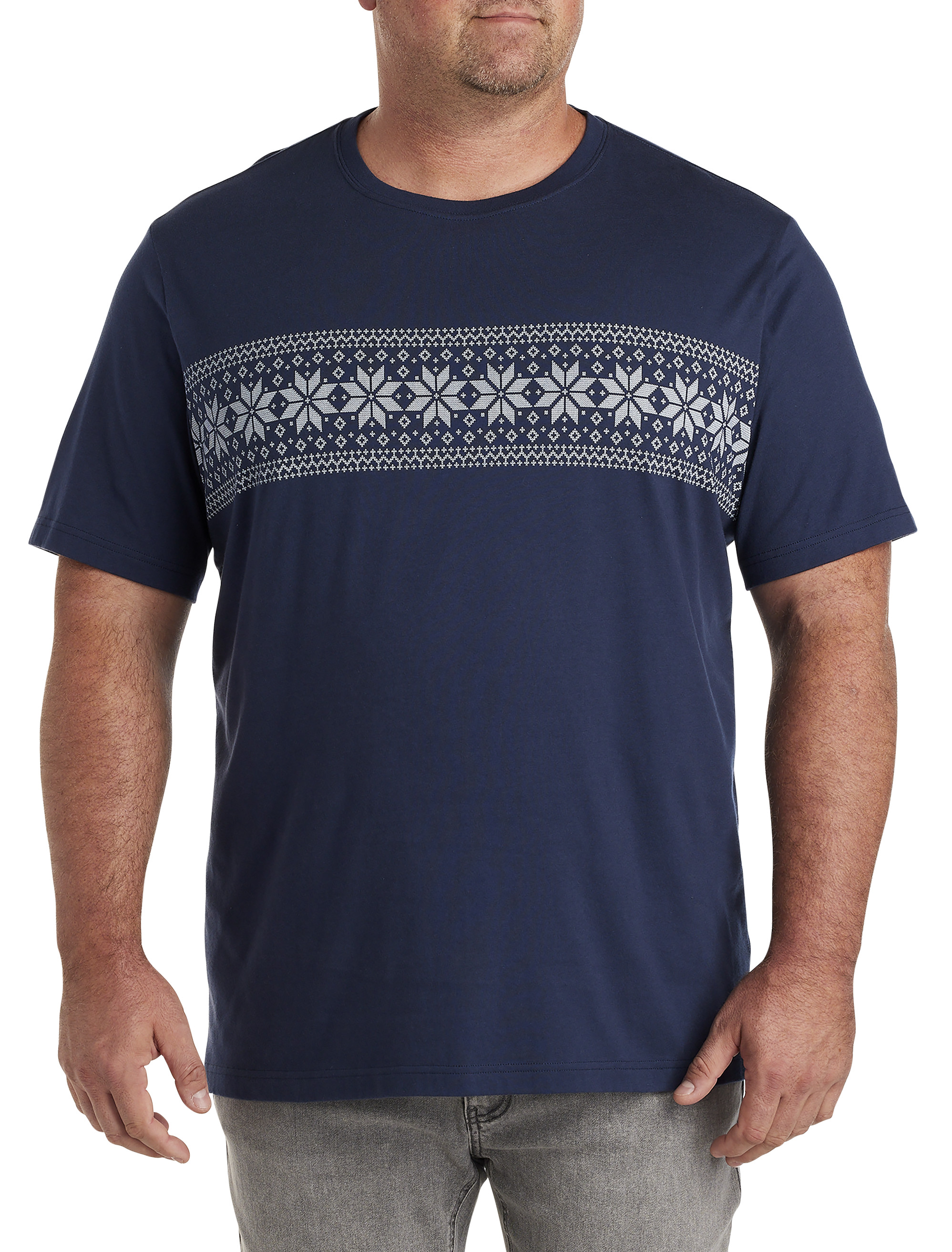 Men's Casual Big V Graphic Print T-shirt, Trendy Round Neck Tee