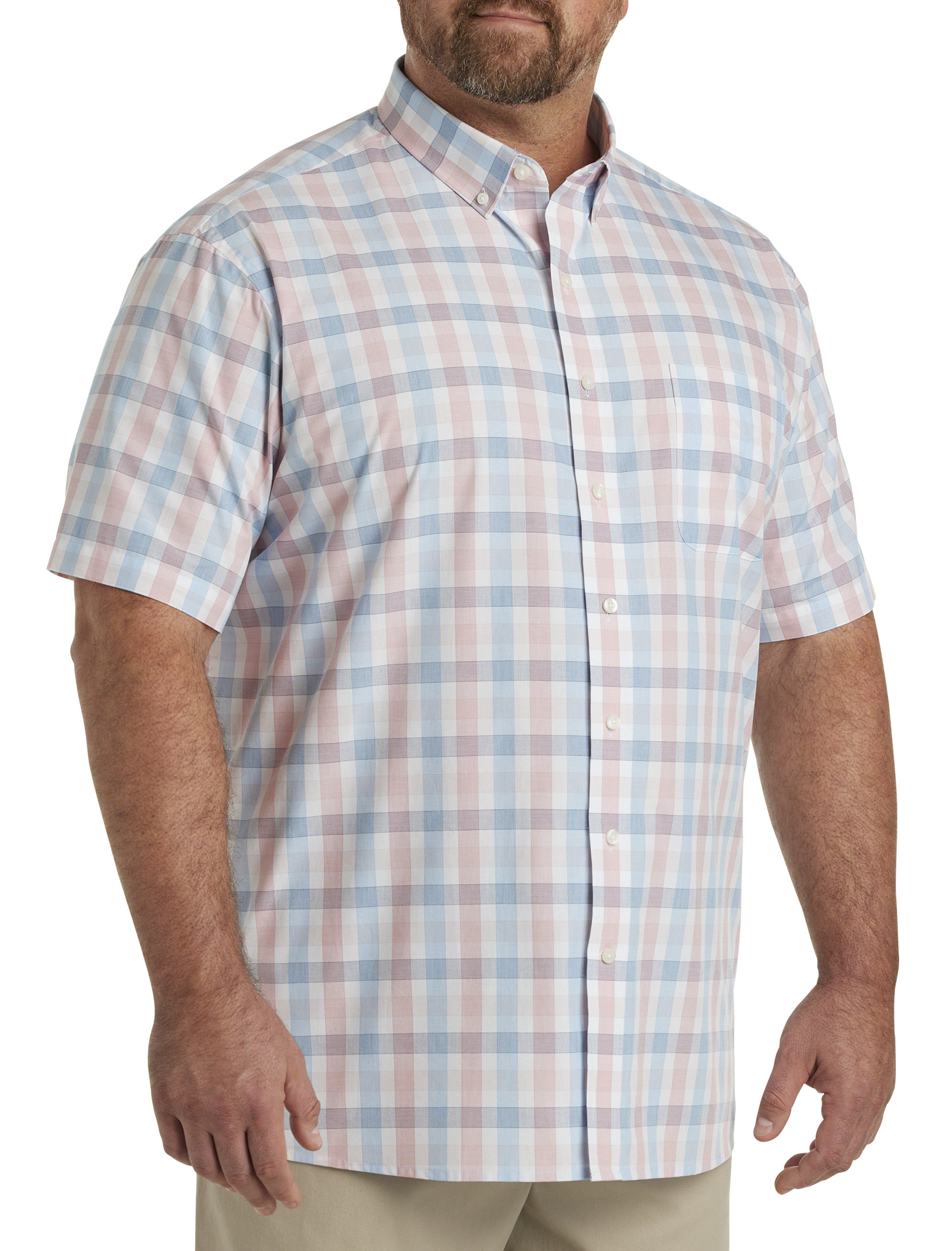 Big & Tall Heather Plaid Short-Sleeve Shirt