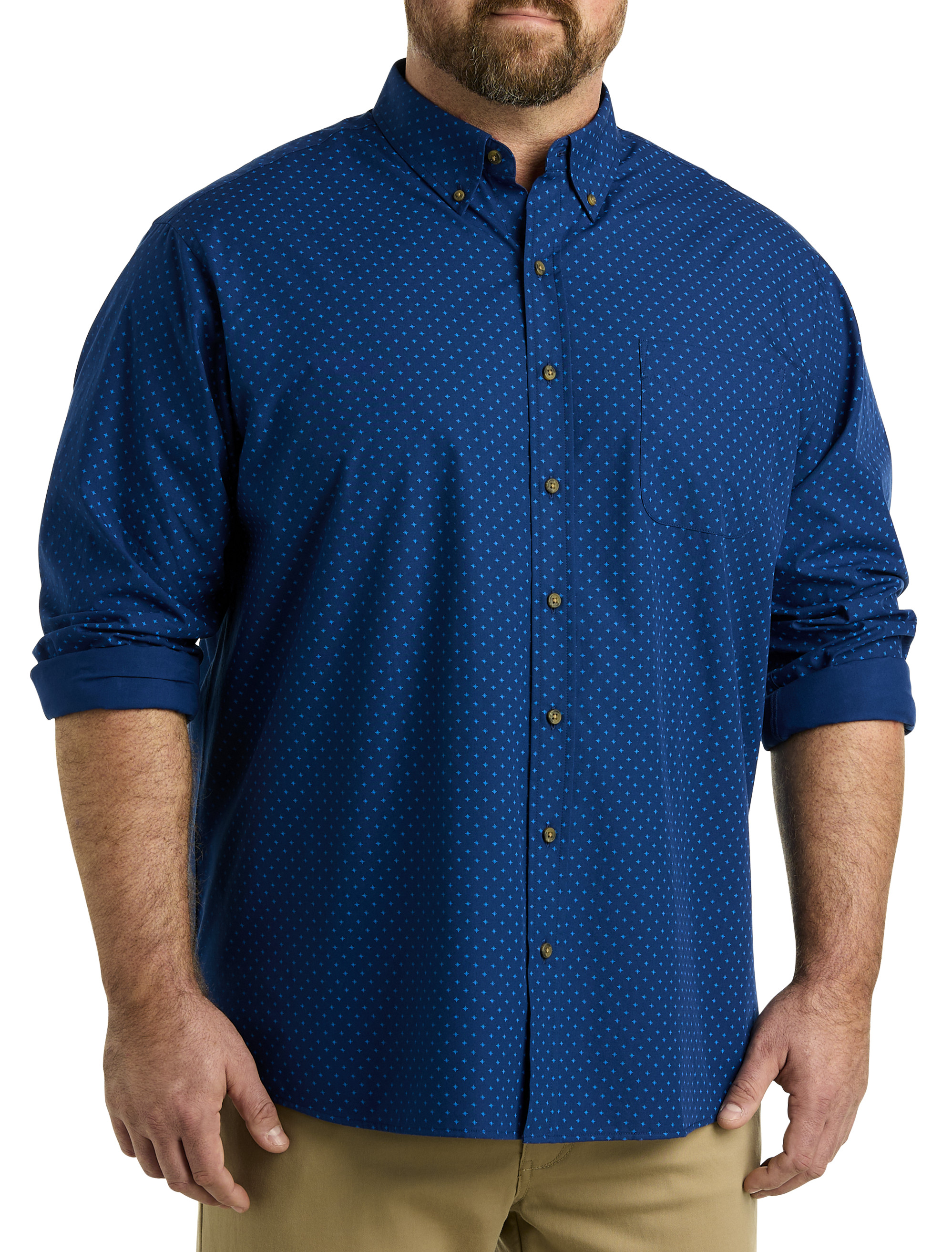 Nautica Men's Wrinkle Resistant Long Sleeve Button Front Shirt