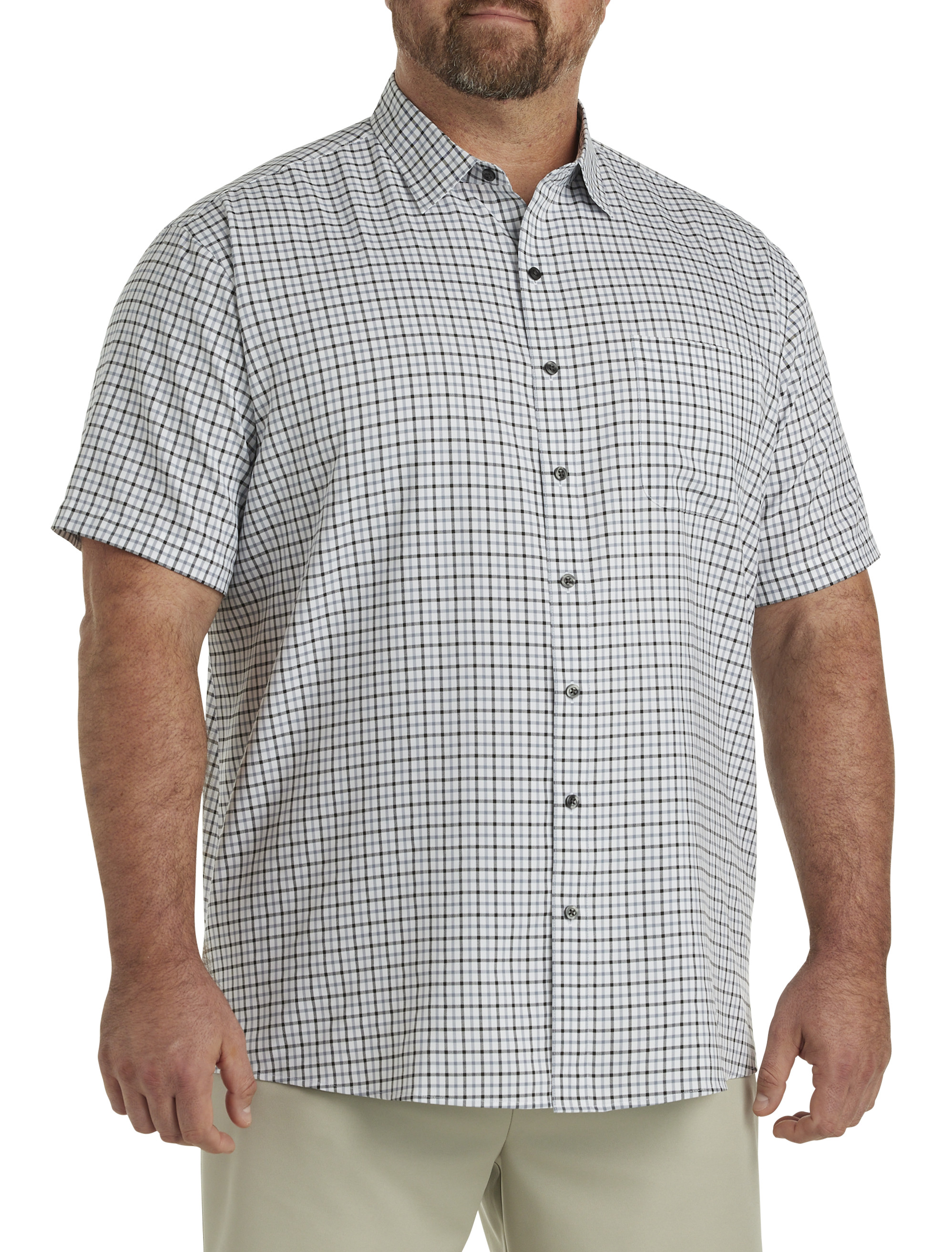 Big + Tall | Harbor Bay Small Plaid Microfiber Sport Shirt | DXL