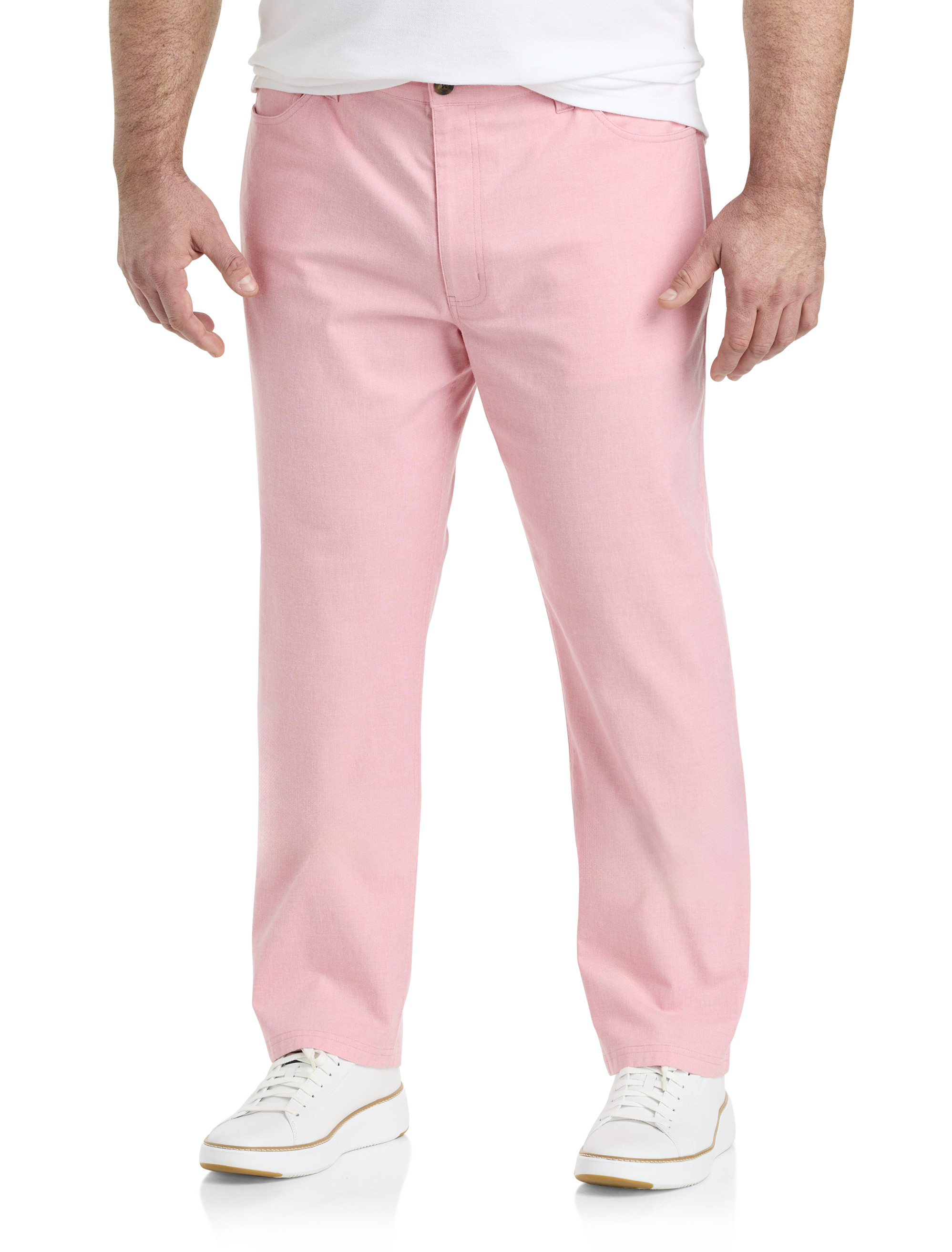 mens light pink dress pants Lars Amadeus Men's Flat Front Straight Fit Solid Color Wedding Prom Dress Pants Pink 32