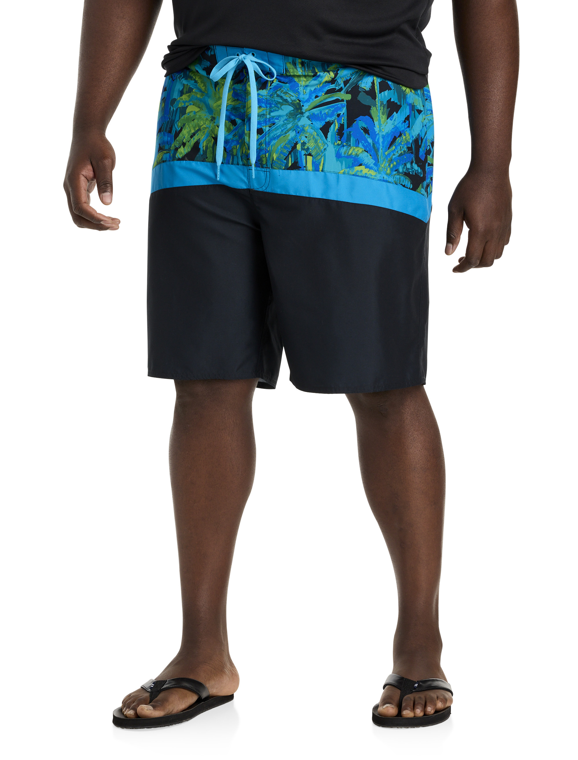 Curved Colorblocked Swim Trunks