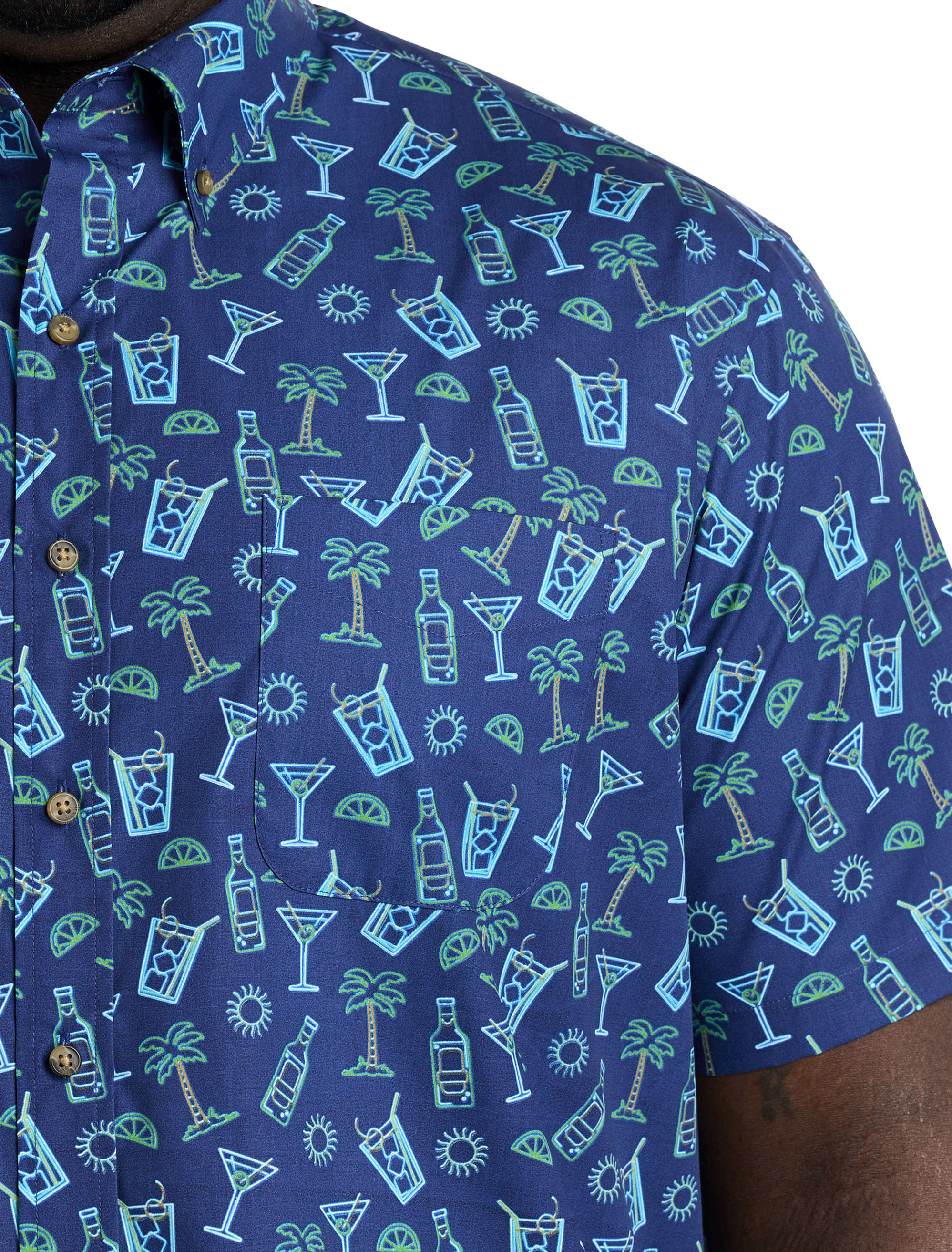 Easy-Care Tropical Print Sport Shirt