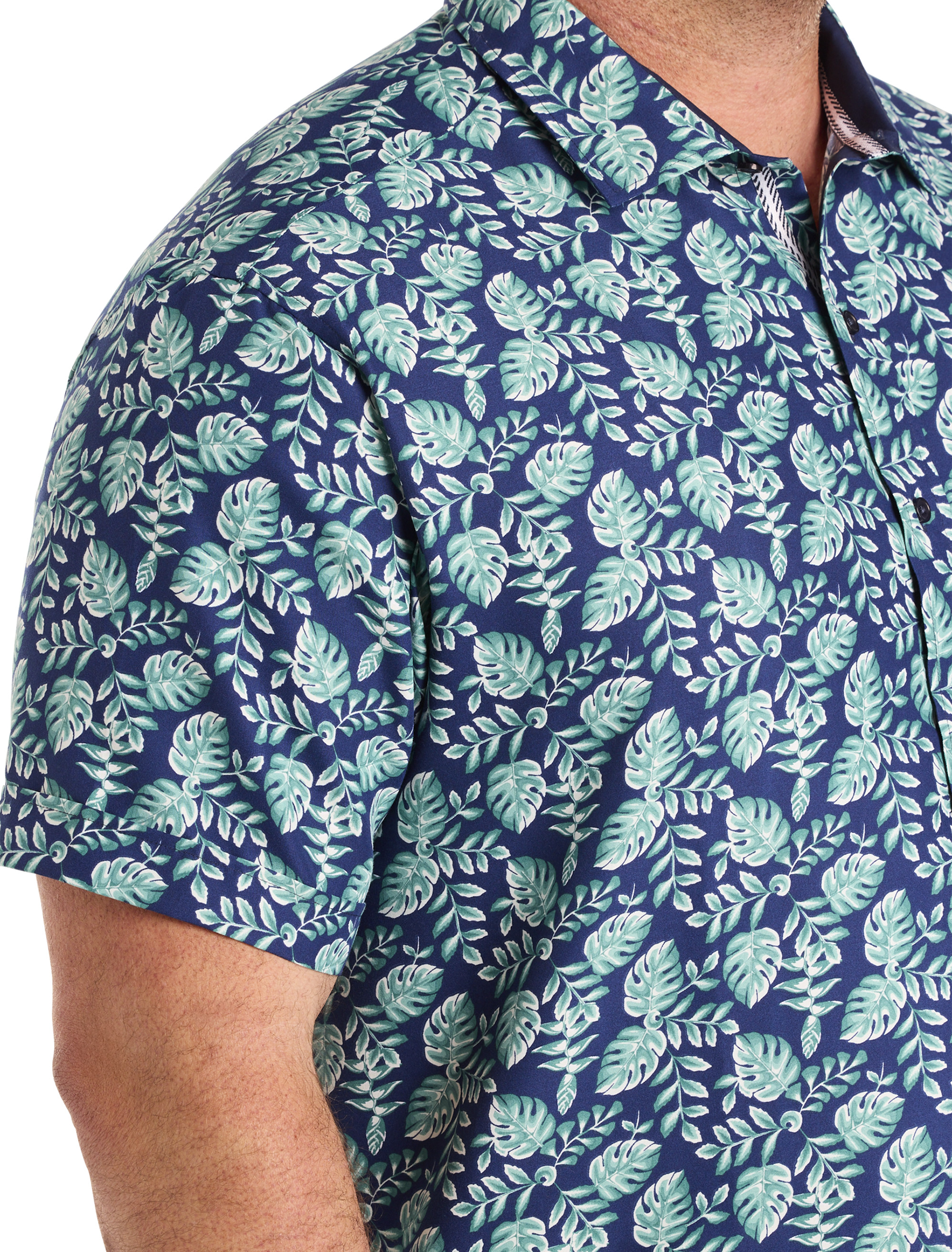 Leaf Print Microfiber Sport Shirt