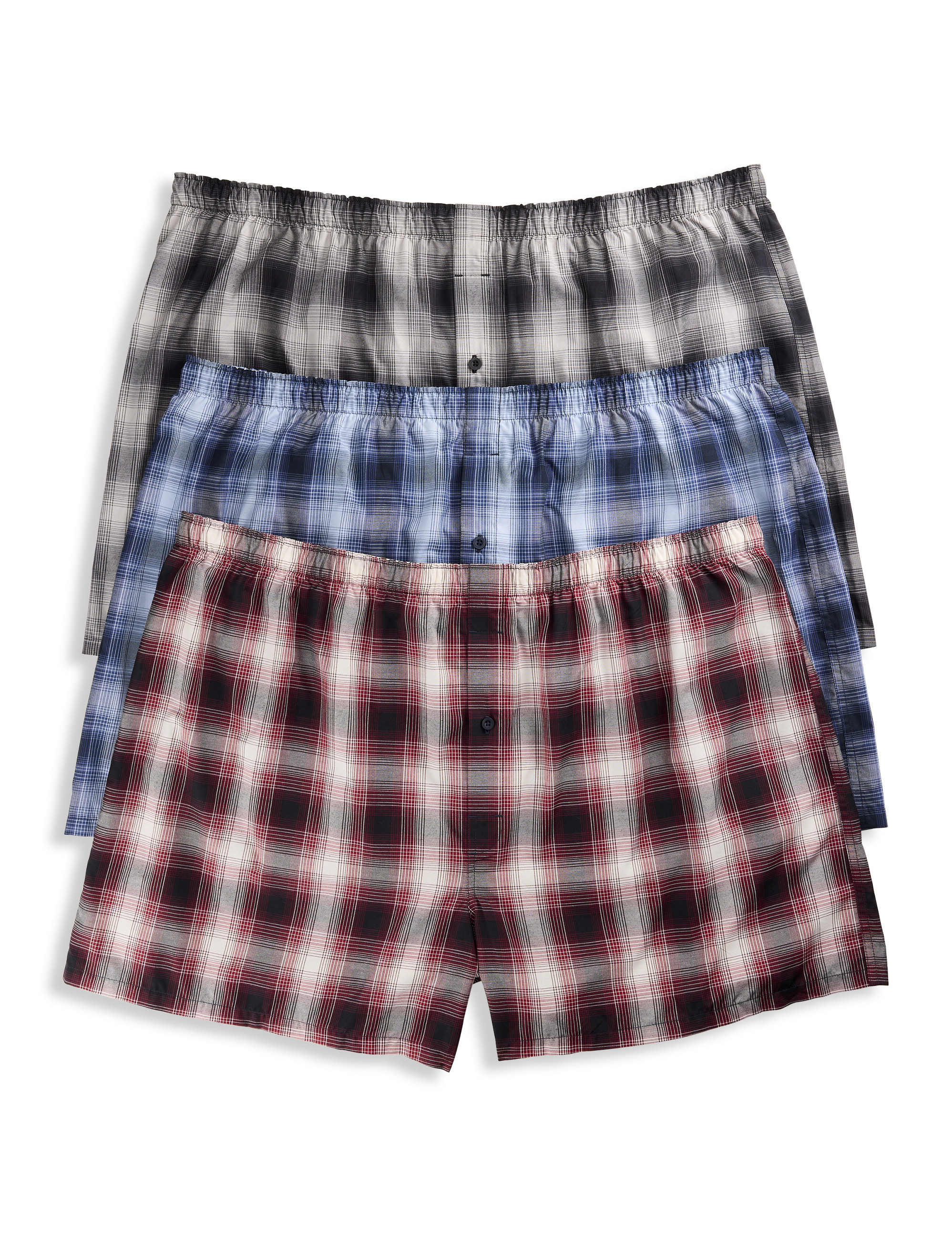 3-pk Plaid Ombré 4.5 Inch Woven Boxers