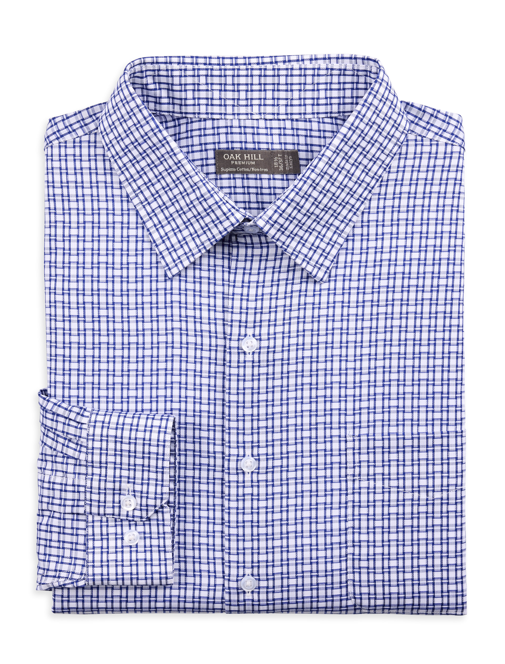 Oak Hill Premium Men's Big & Tall Textured Link Dress Shirt - Blue - Casual shirts