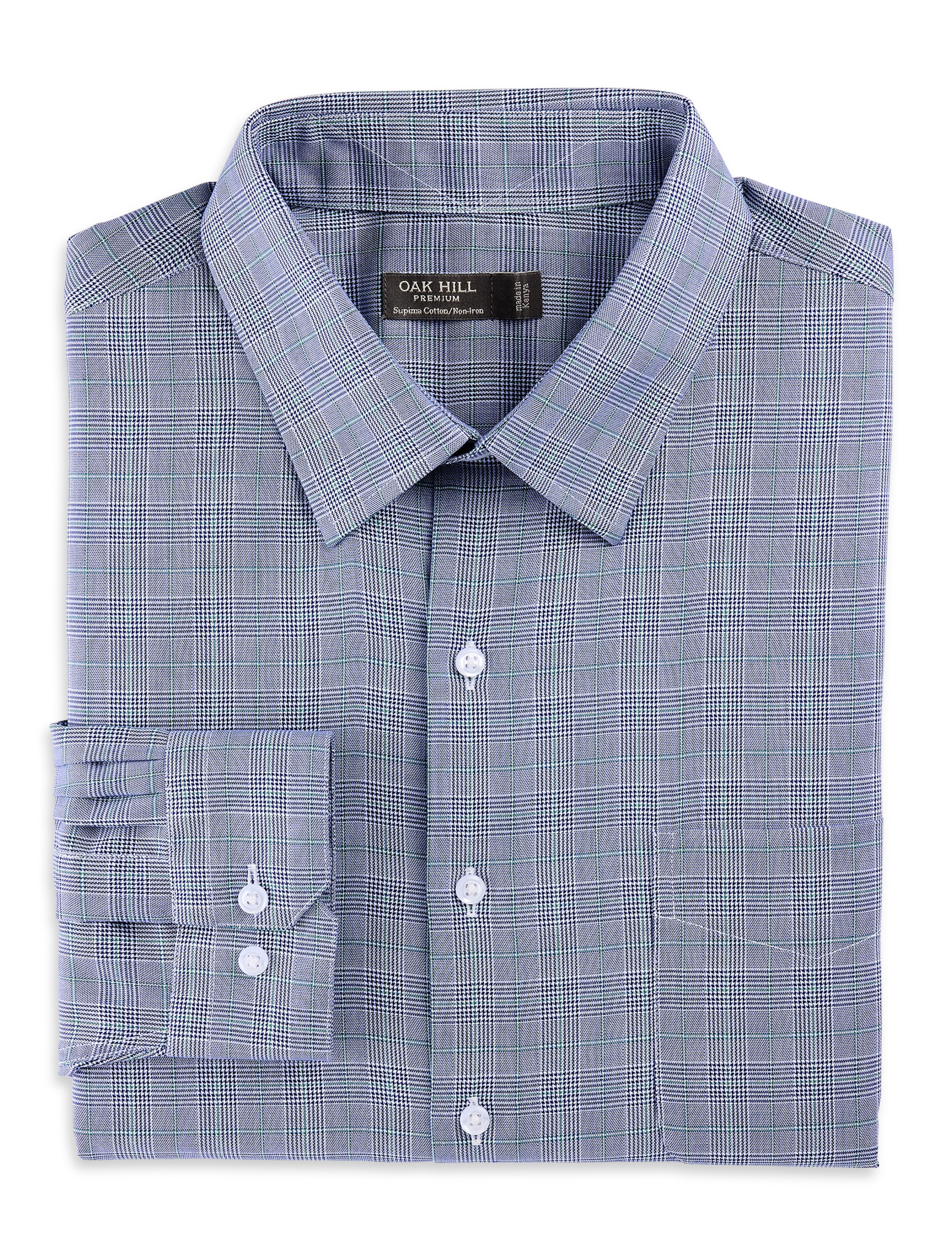 glen plaid dress shirt Comfort Stretch Non-Iron Glen Plaid Dress Shirt With Contrast Trim