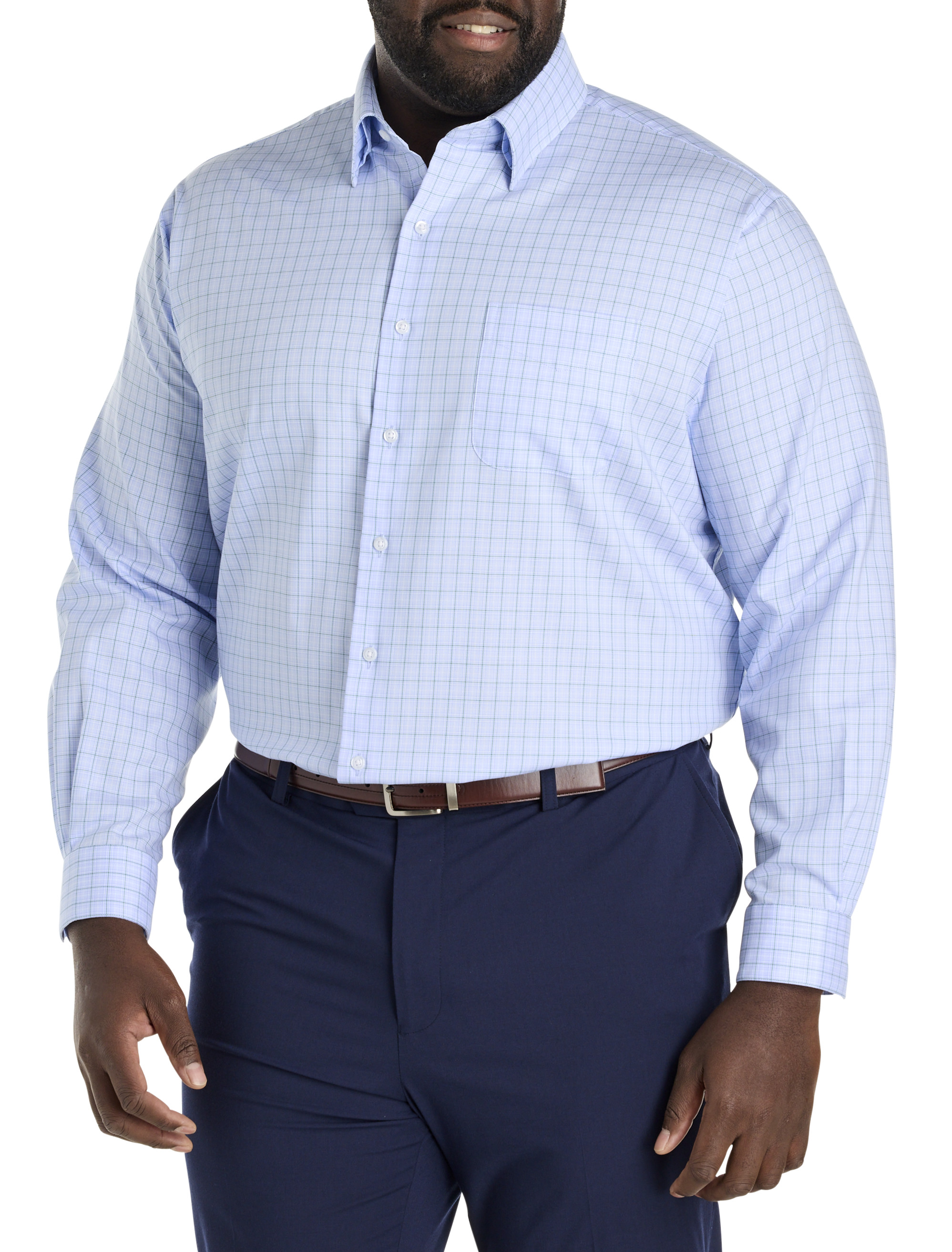 dress shirts xl TWO Van Heusen Dress Shirts Men's XL Long Sleeve Classic Fit Blue  Button-Down