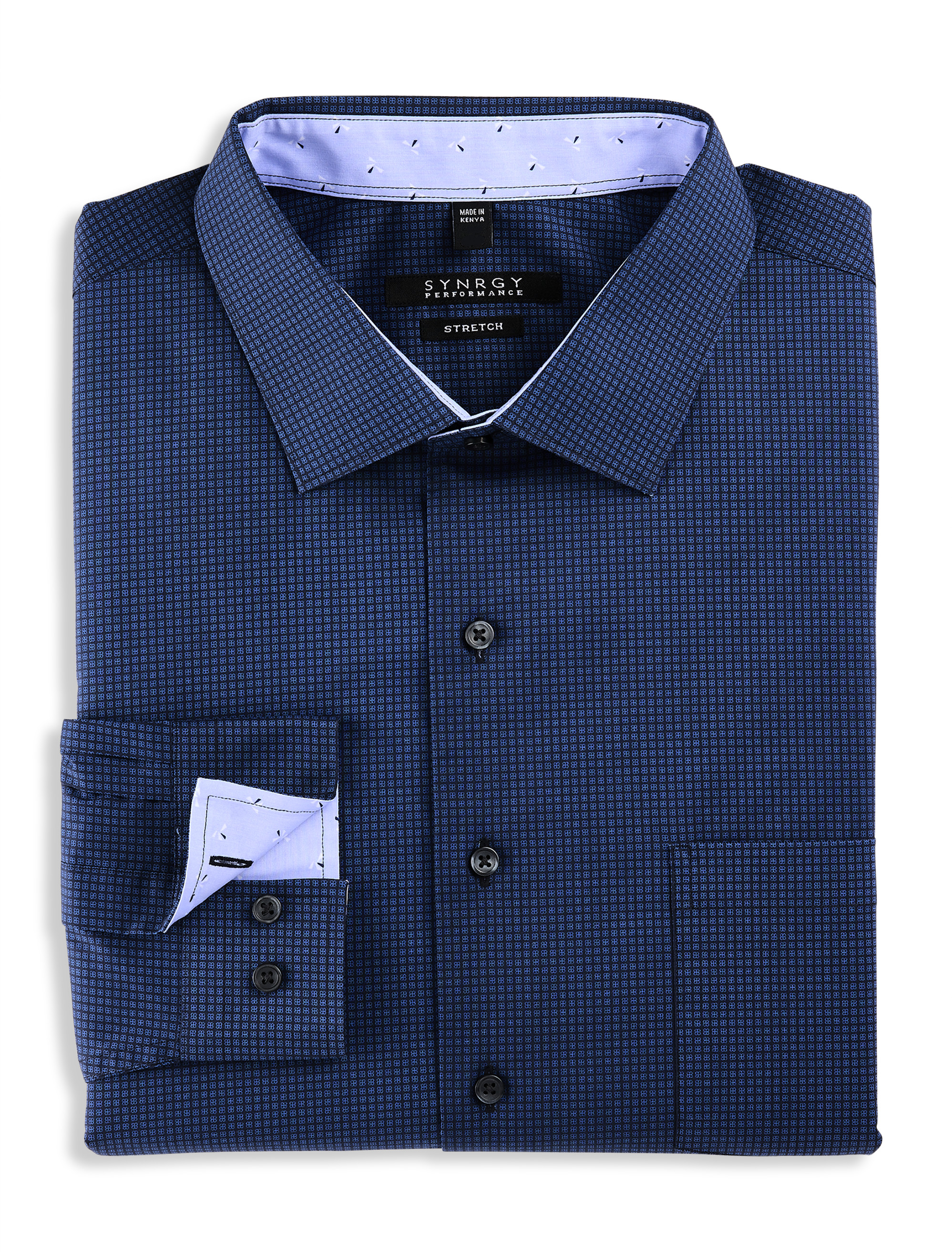 slim fit dress slacks Men's Thick Orange & Blue Check Dress Shirt (Moisture Wicking Button Up)
