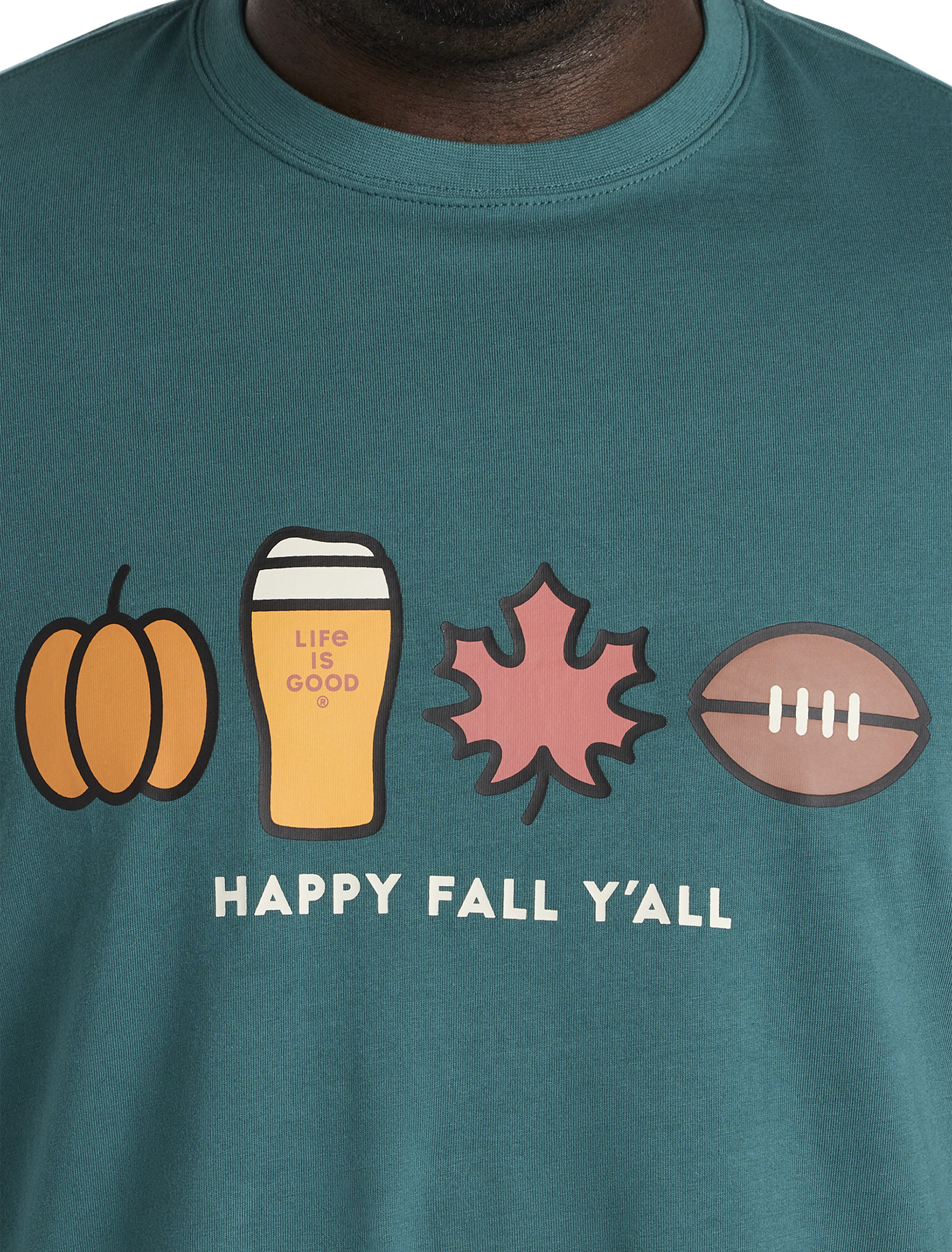 FAYALEQ 'Happy Fall Y'all' Women's T-Shirt - Army Green Fall Graphic Tee With Leaves