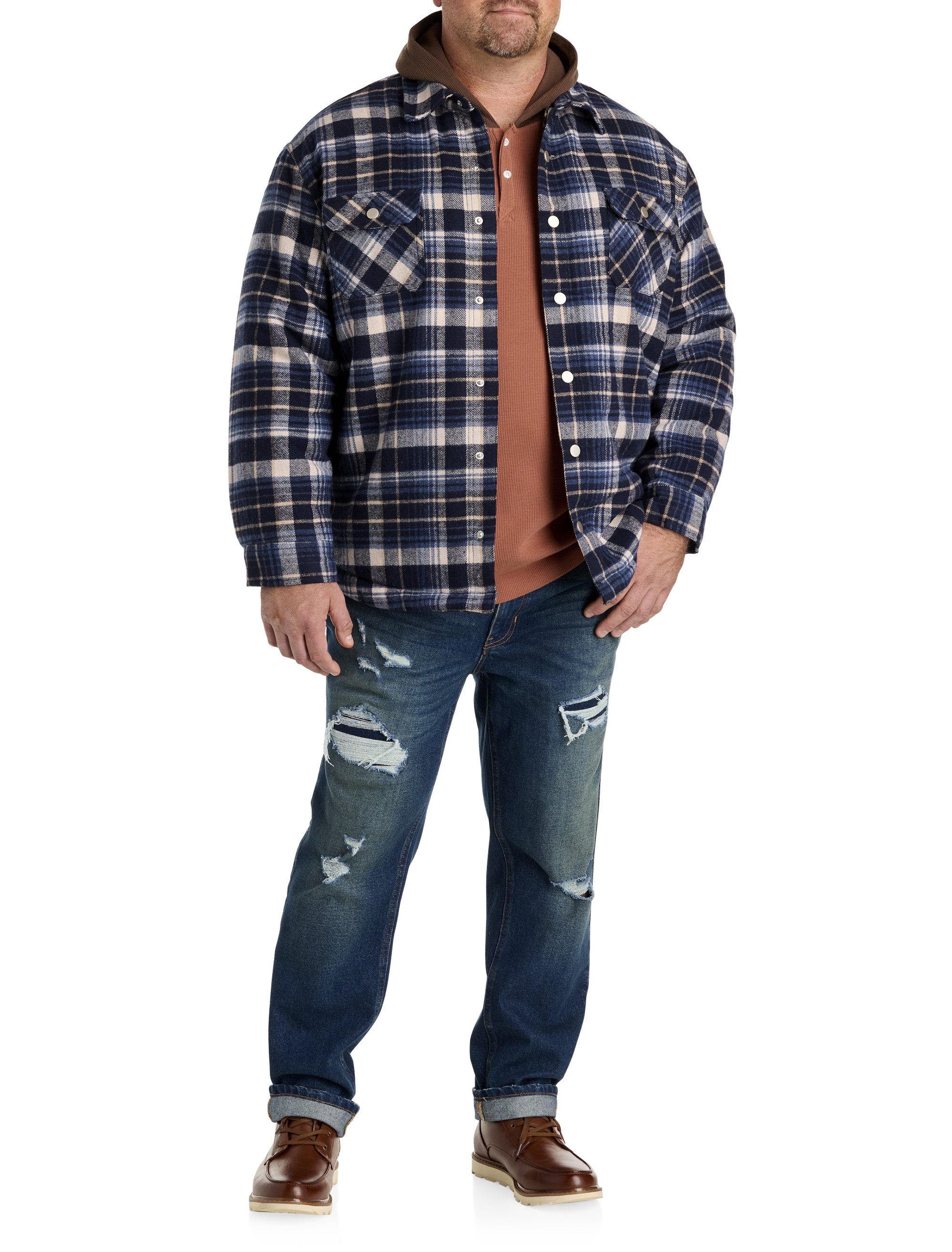 Big + Tall | True Nation Lined Flannel Shirt Jacket | DXL