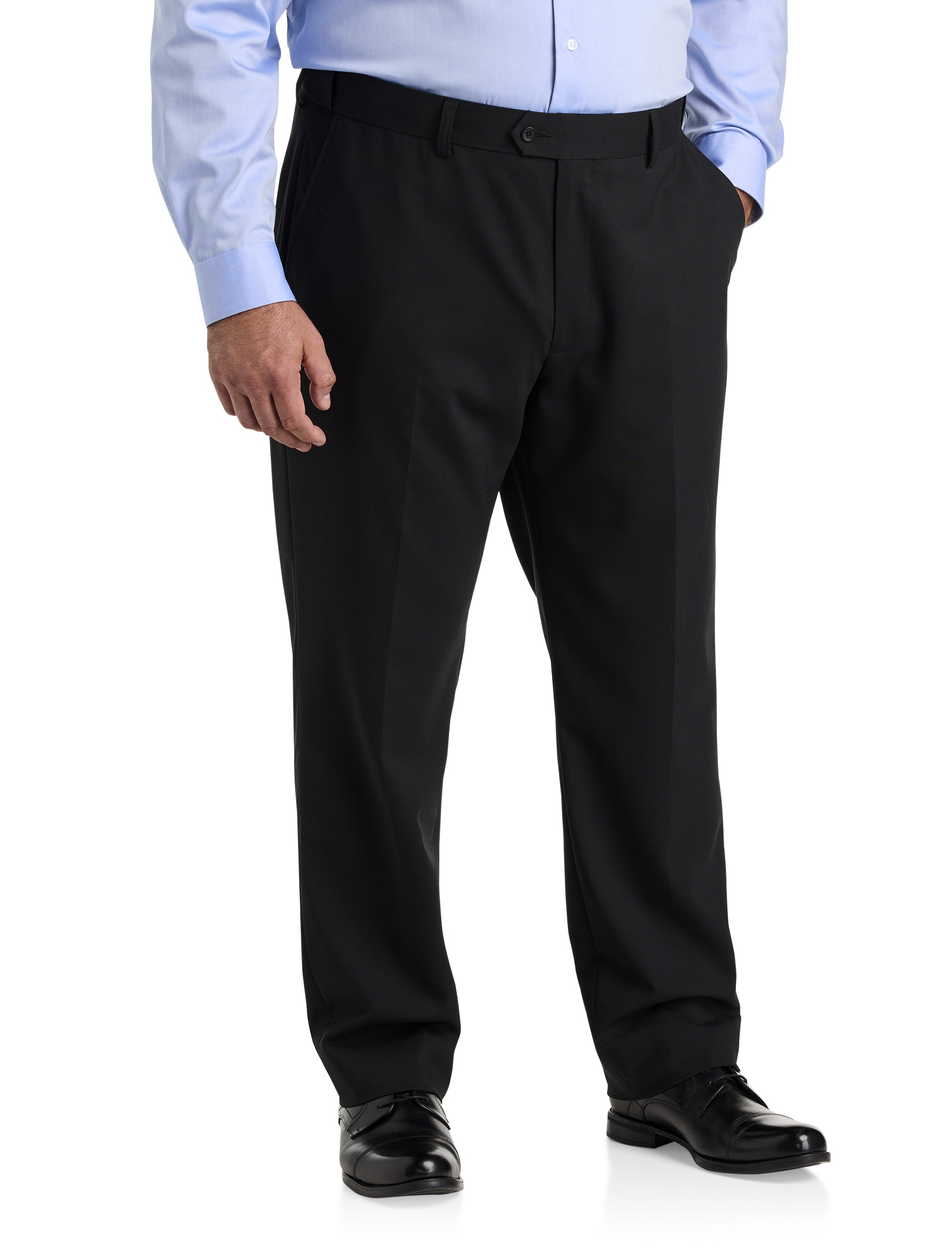 Perfect Fit Waist-Relaxer Flat-Front Suit Pants