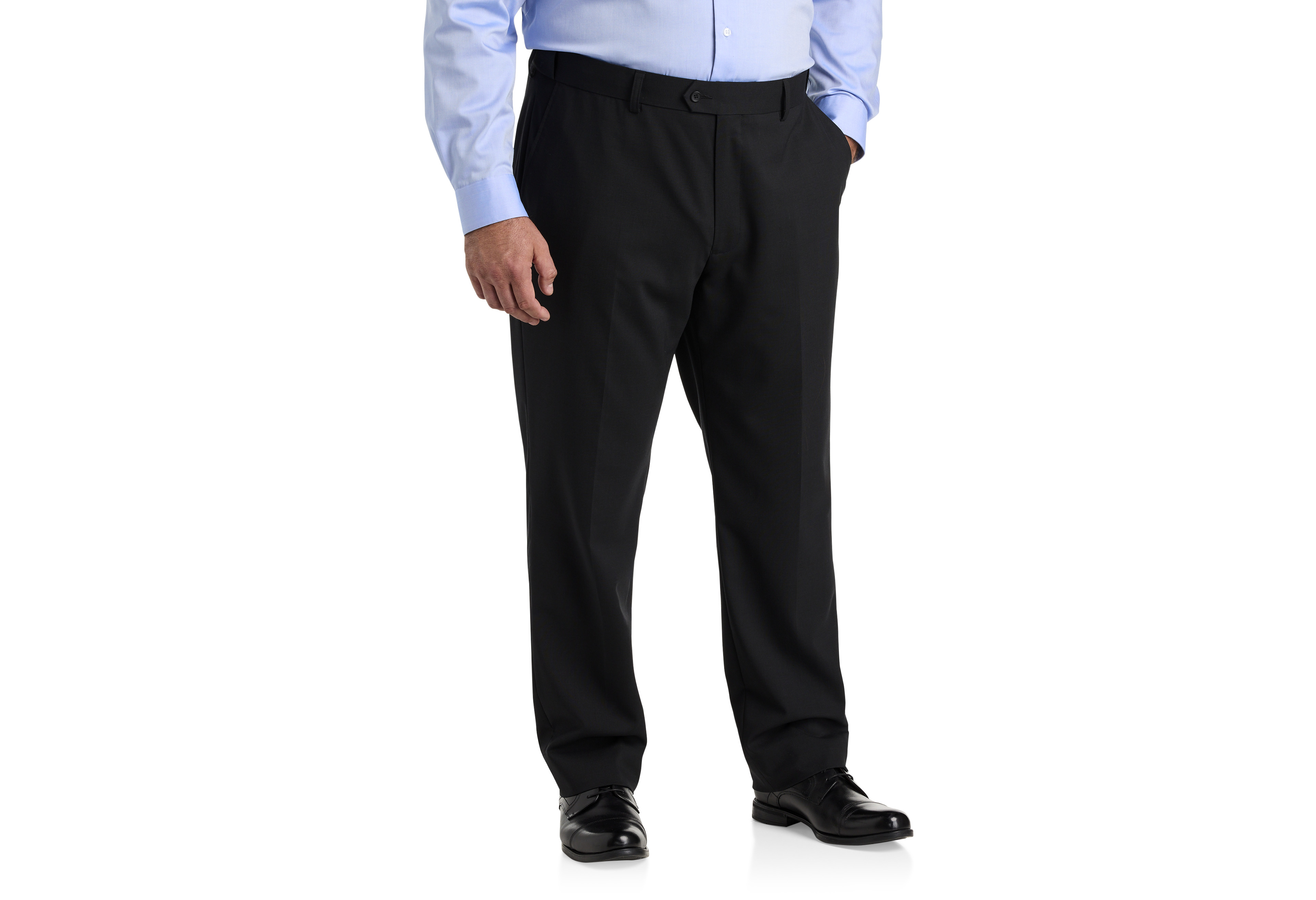 Perfect Fit Waist-Relaxer Flat-Front Suit Pants