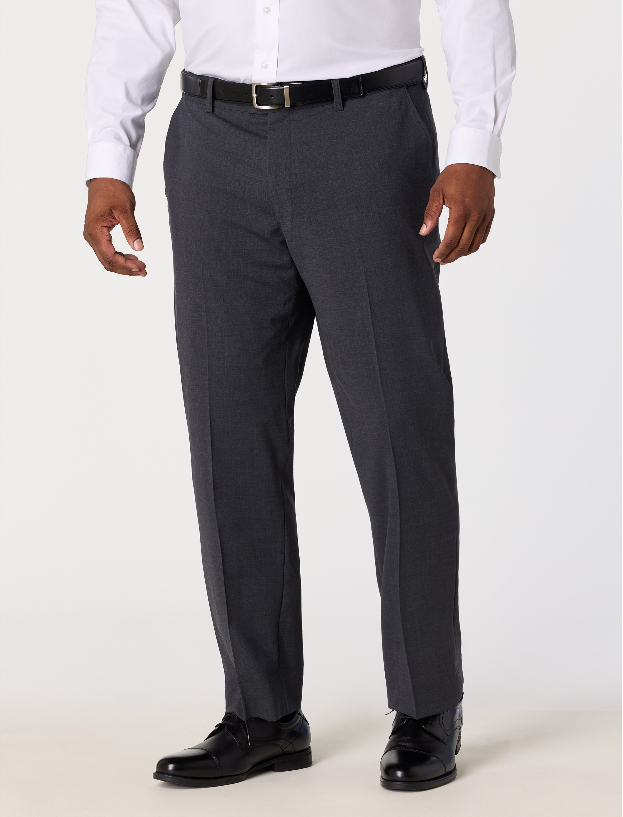 Perfect Fit Waist-Relaxer Flat-Front Suit Pants