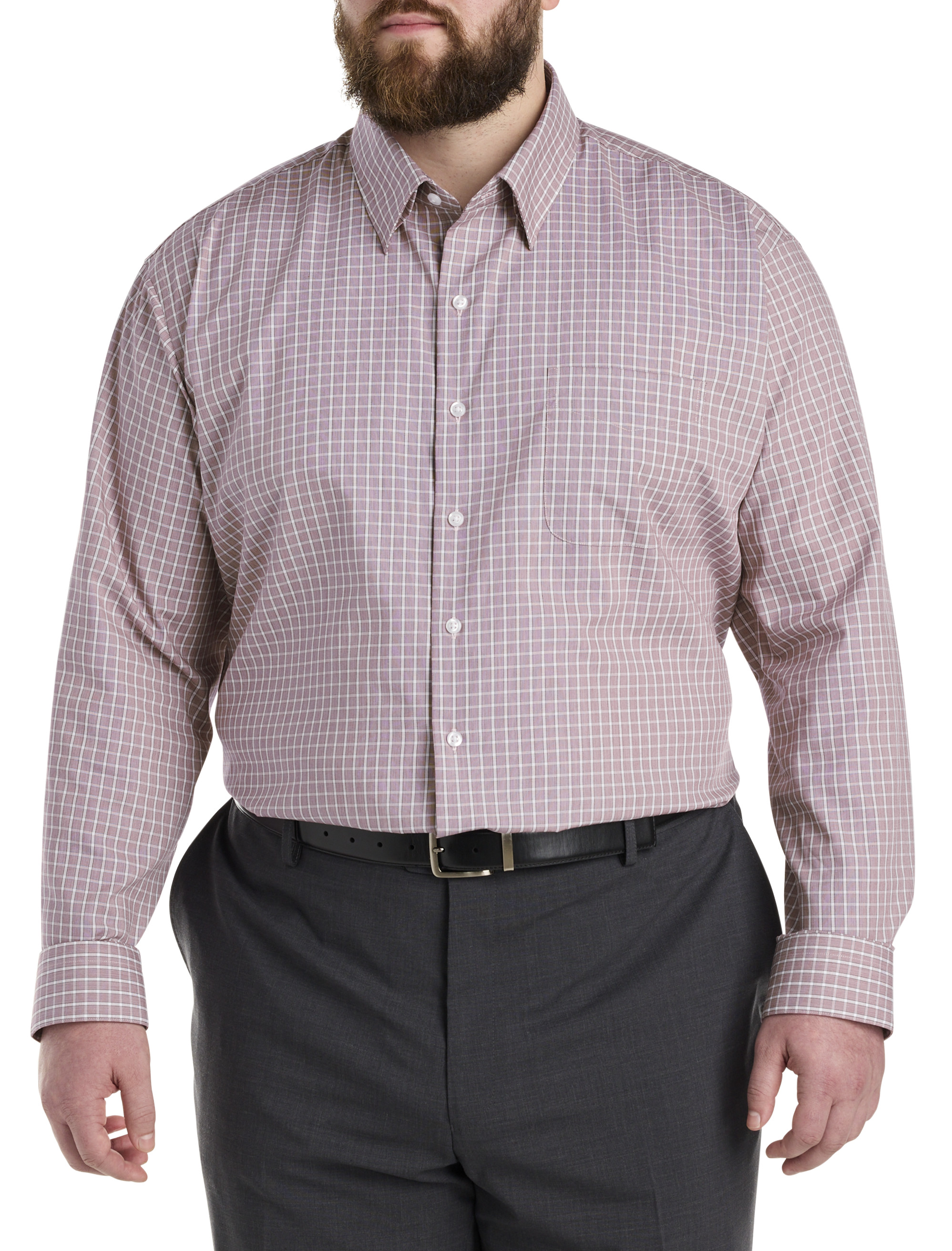 Oak Hill Premium Men's Big & Tall Check Dress Shirt - Purple - Casual shirts