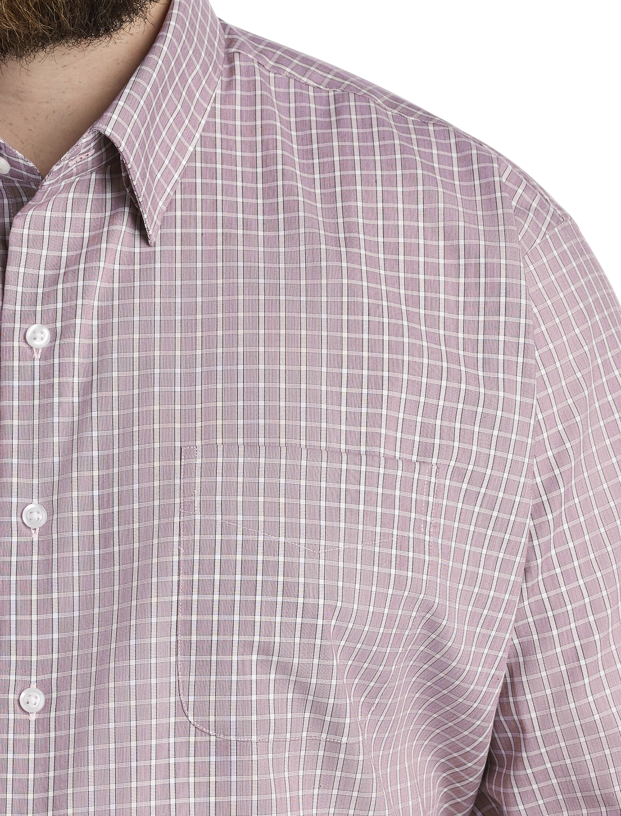 burgundy check dress shirt Comfort Stretch Non-Iron Check Dress Shirt - Burgundy