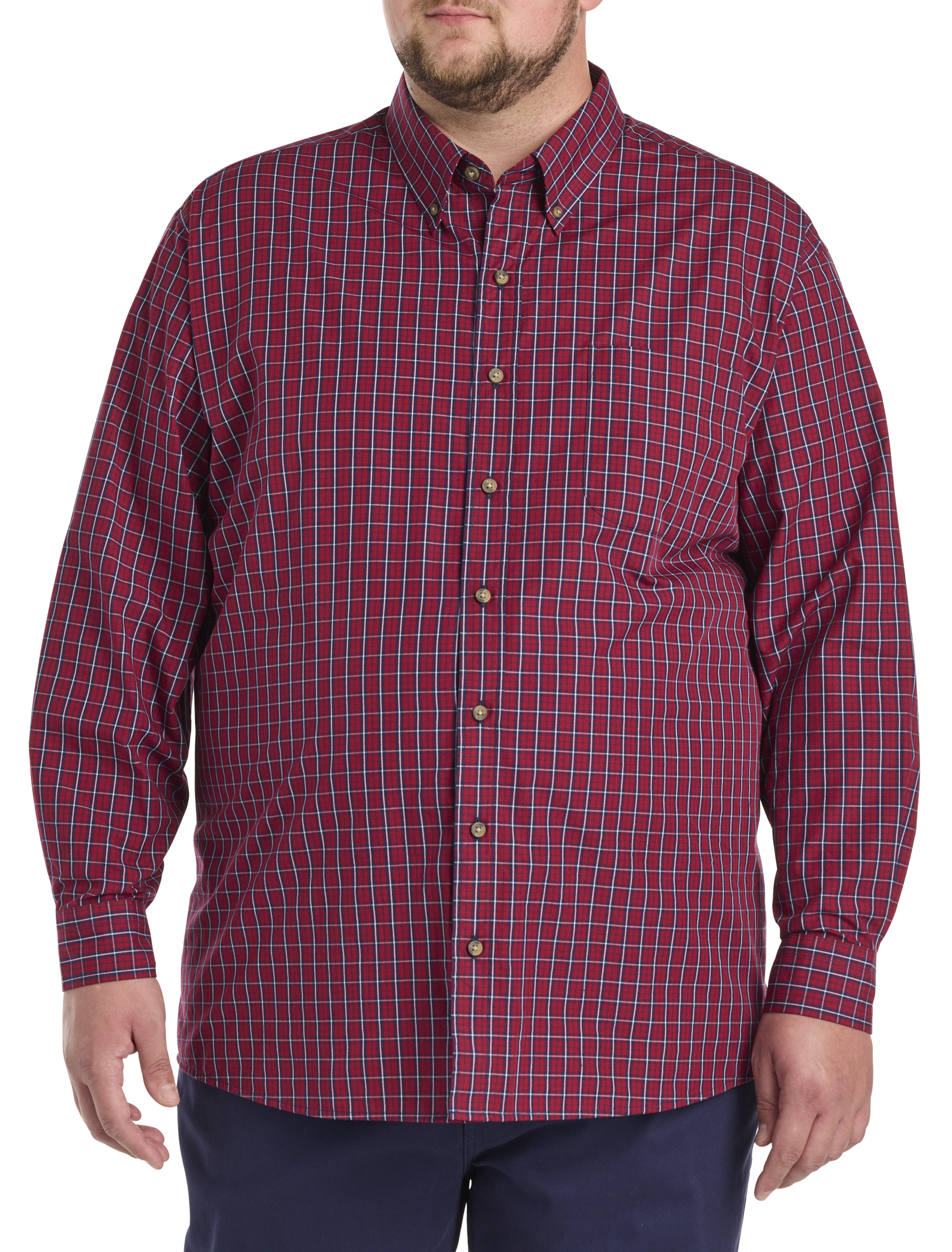 Big + Tall | Harbor Bay Easy-Care Small Plaid Sport Shirt | DXL
