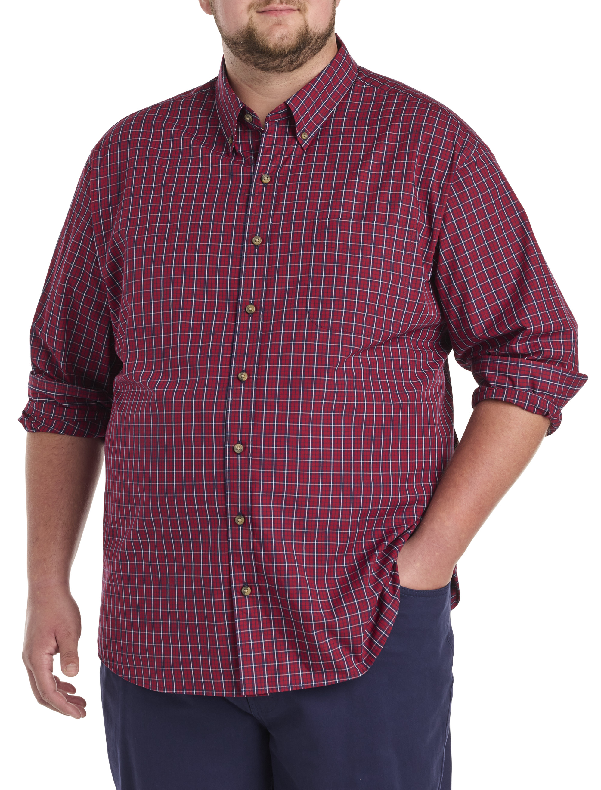 Big + Tall | Harbor Bay Easy-Care Small Plaid Sport Shirt | DXL