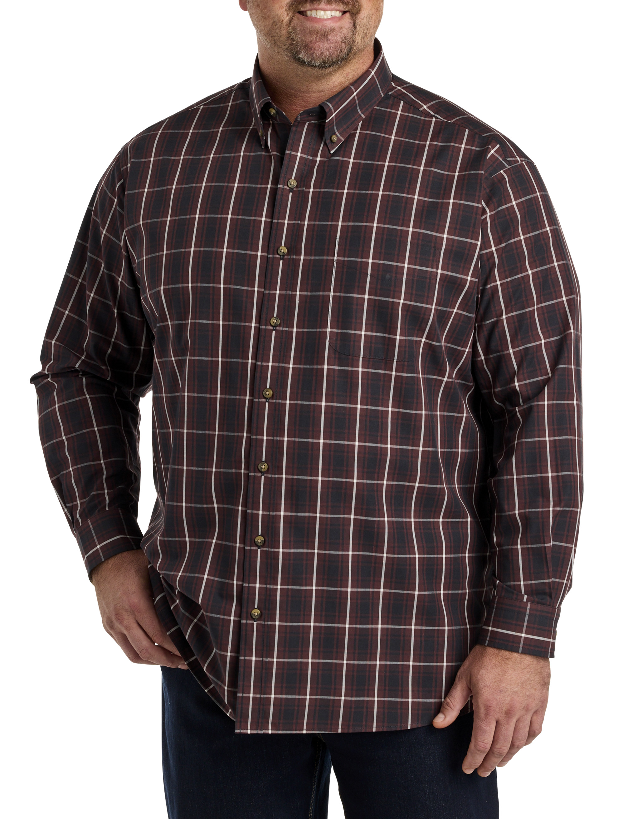 Easy-Care Large Plaid Sport Shirt