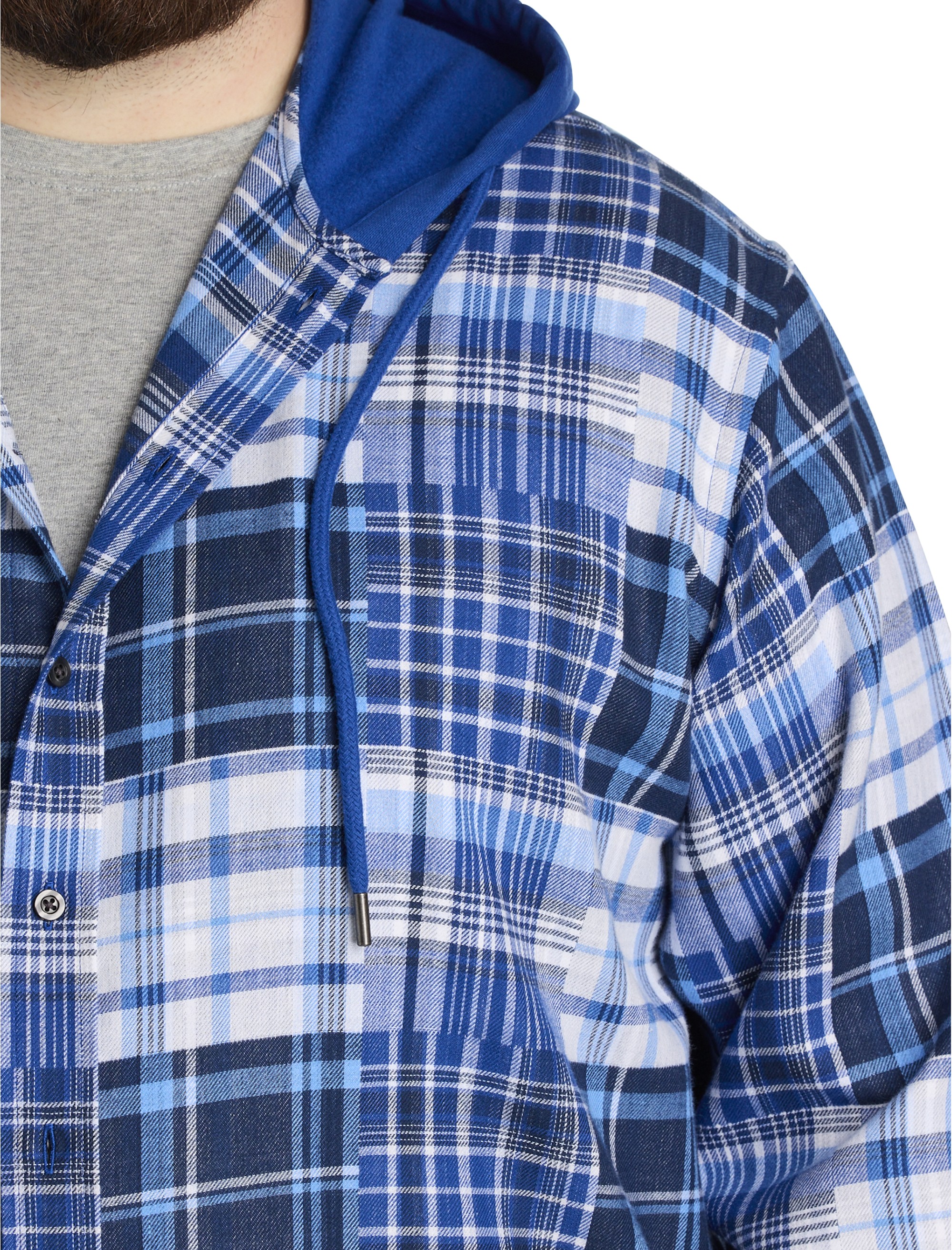 Plaid Hooded Flannel Sport Shirt - thumbnail 3
